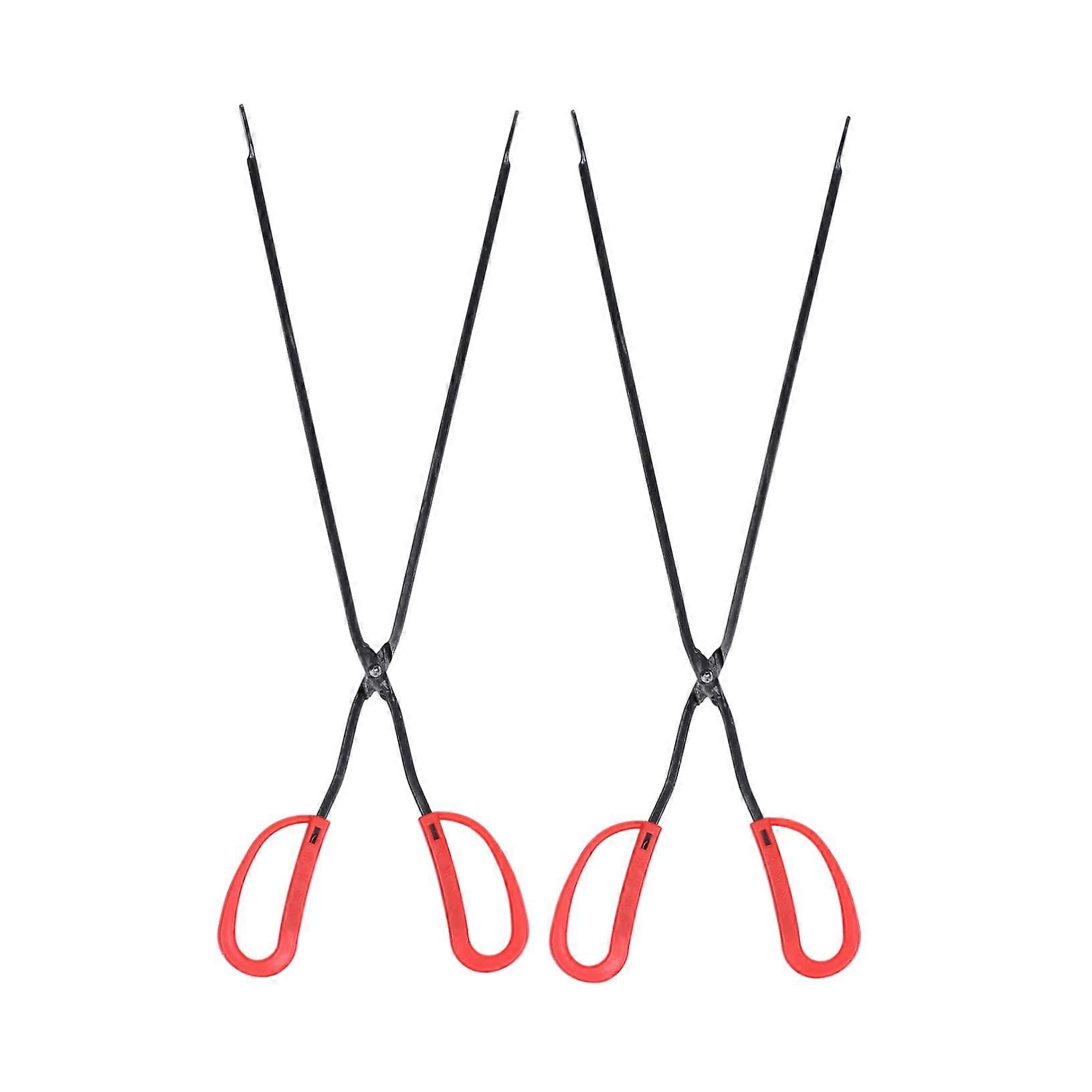 2 x Folder Briquette Tongs Outdoor Barbecue Tools Buffet Tongs Reacher Stainless