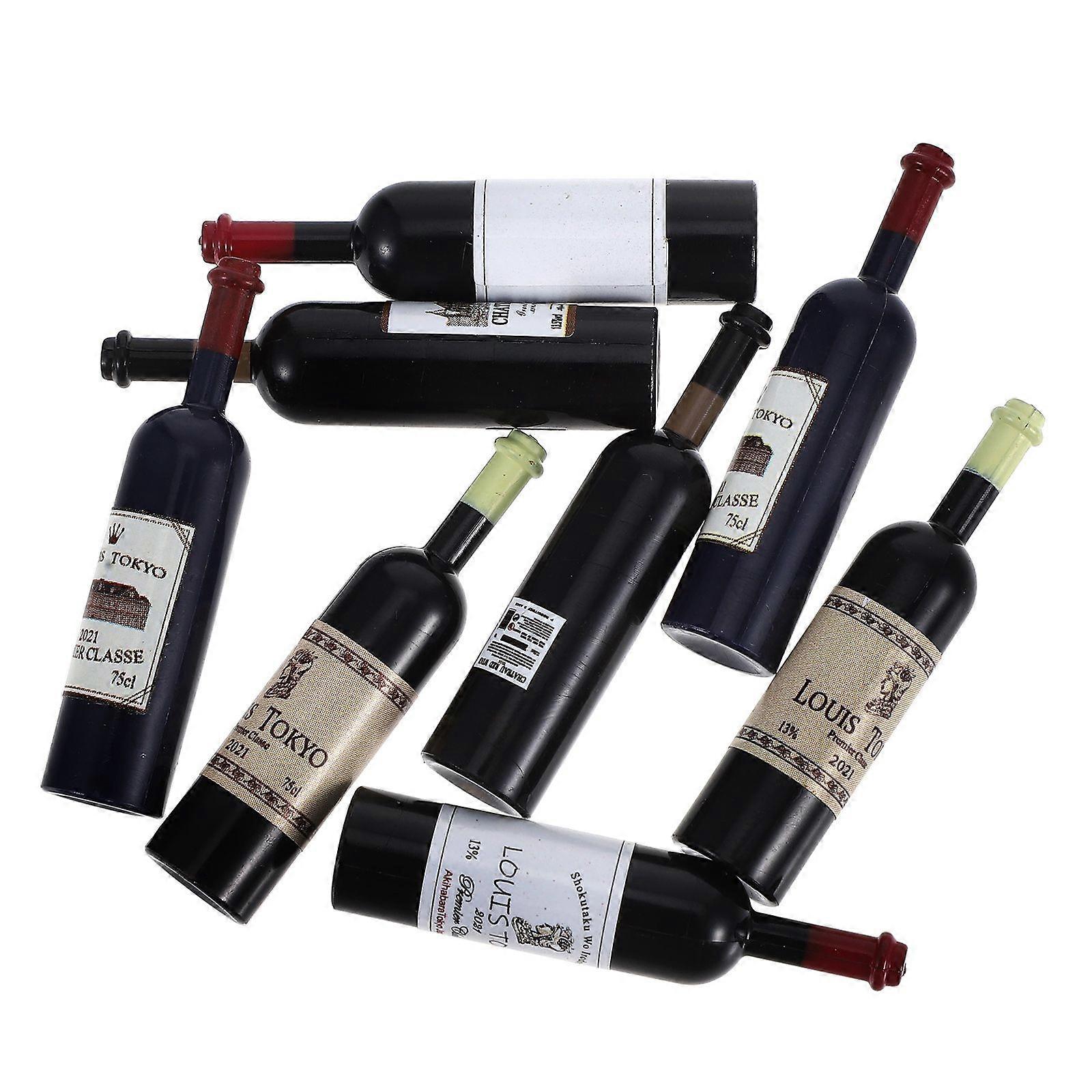 8pcs Doll House Simulation Wine Bottles Miniature Red Wine Bottles Mini Wine Bottles Accessories (1:12)