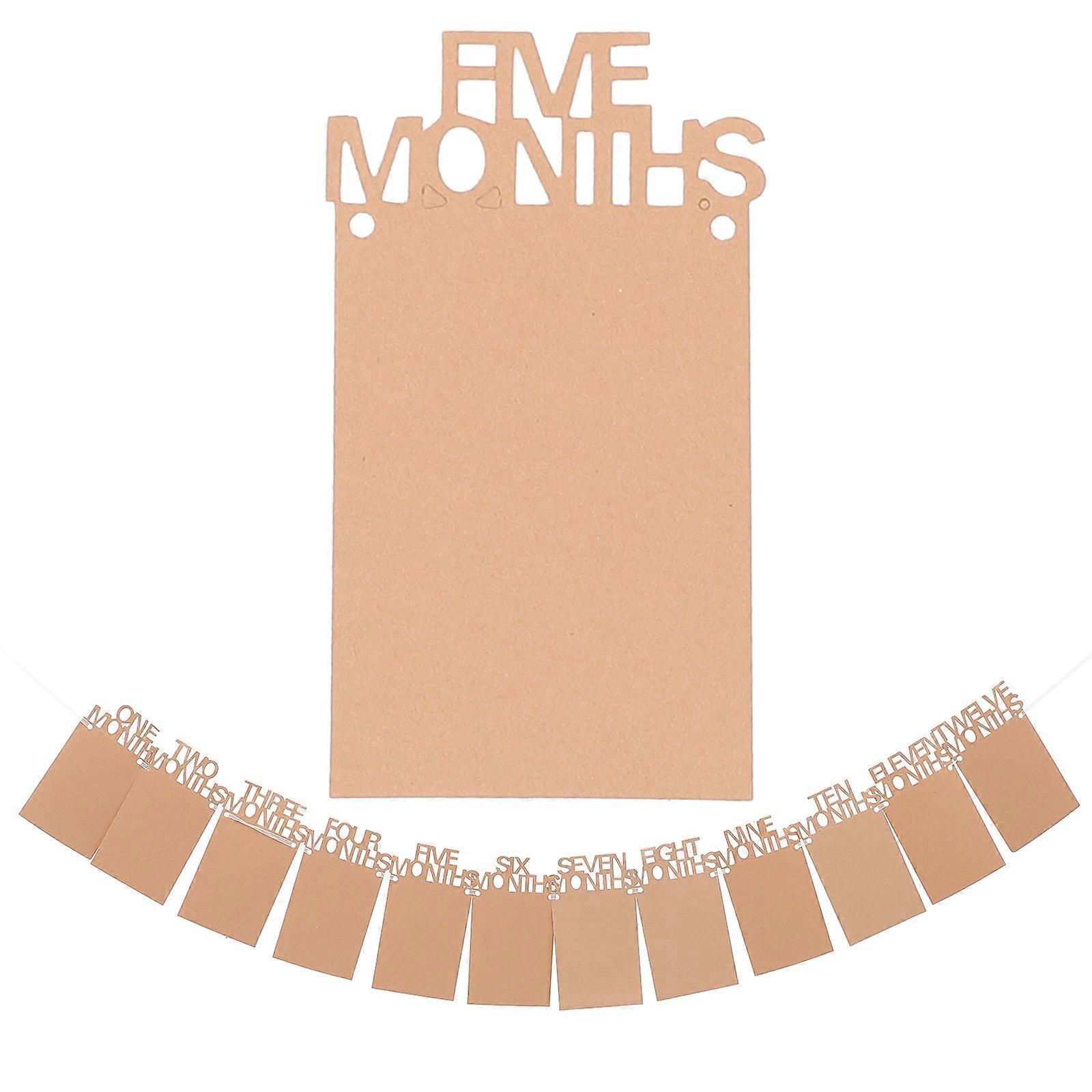 Baby First Birthday Photo Banner Display Photos Wall Decoration 2 Sets Light Brown Rectangular Frames