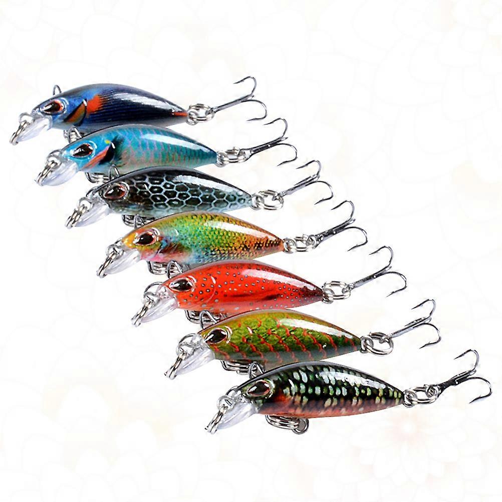 Minnow Fishing Lures Bass Fishing Lure Set of 7 Colors 4.1cm ABS Material 7Pcs