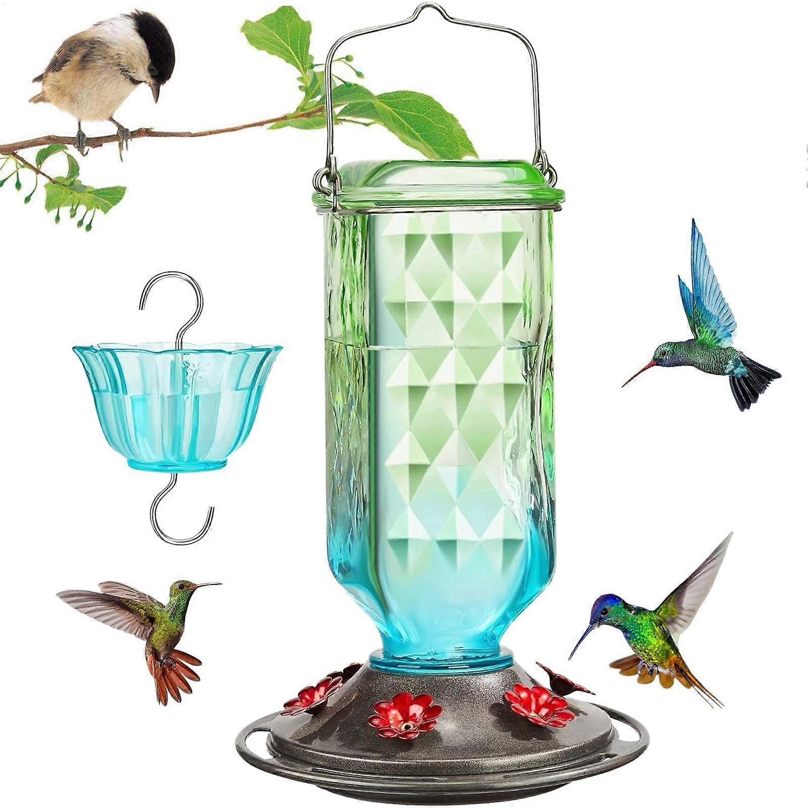 Hummingbird Feeder for Outdoor Hanging, Leakproof Green and Blue