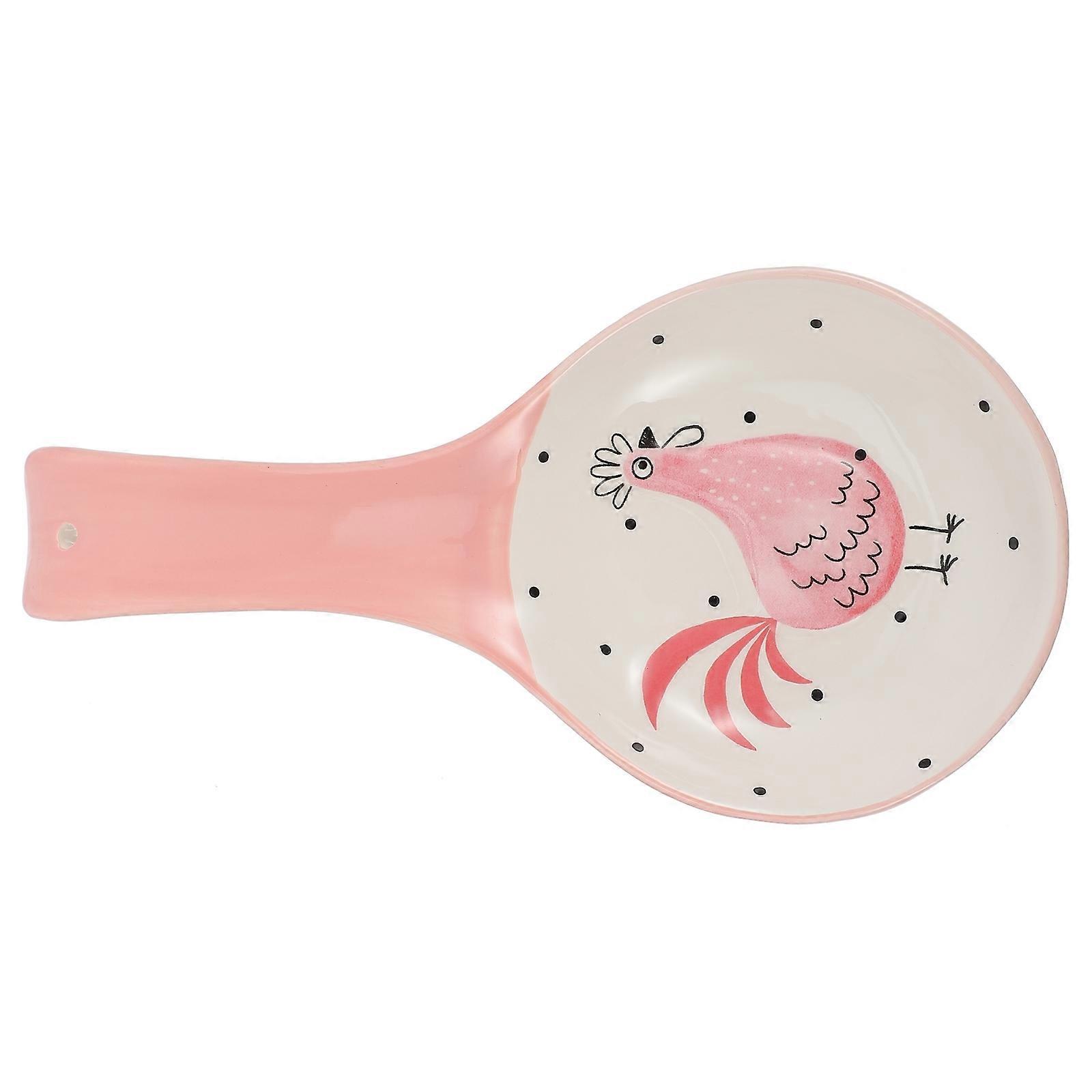 Ceramic Kitchen Utensils Holder Spoon Rest Practical Chef Use 24.5X12CM 1Pc Pink