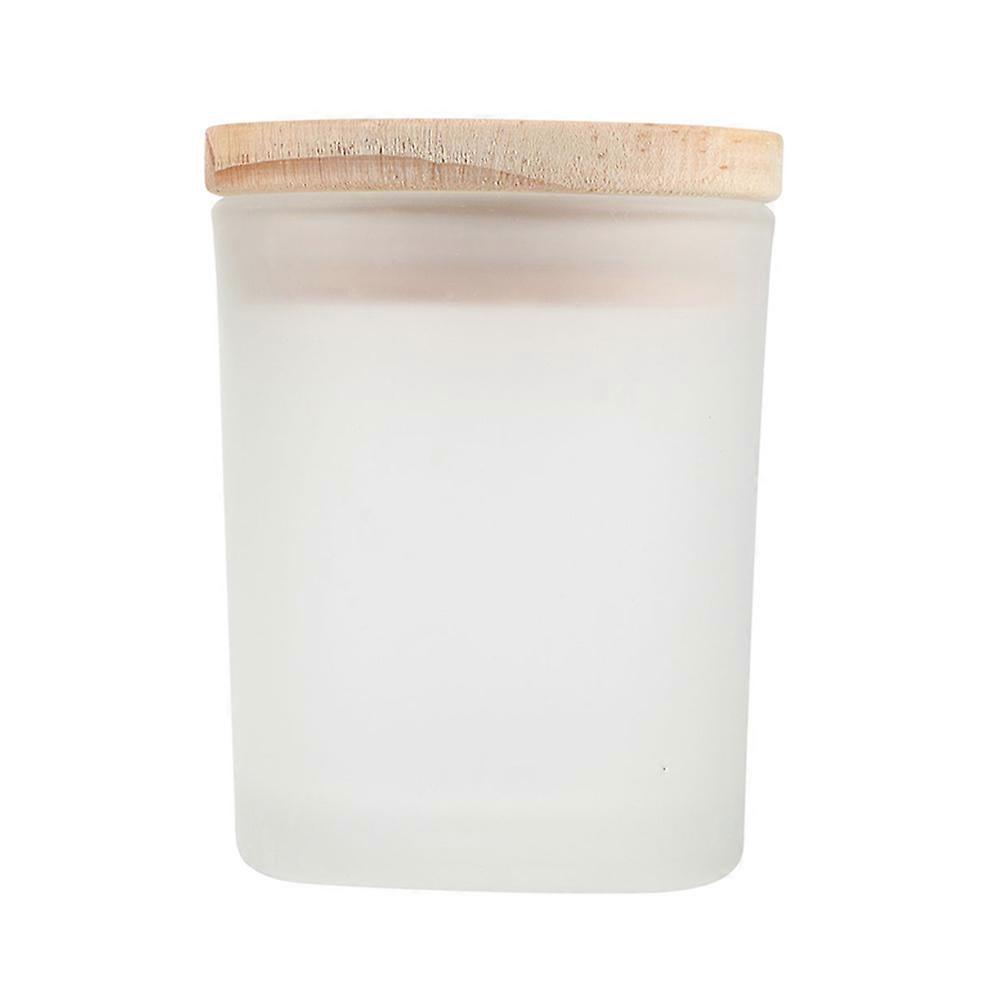 It looks like you're describing a product listing for **Frosted White Glass Candle Cups with Wooden Lids**. To help improve clarity and possibly