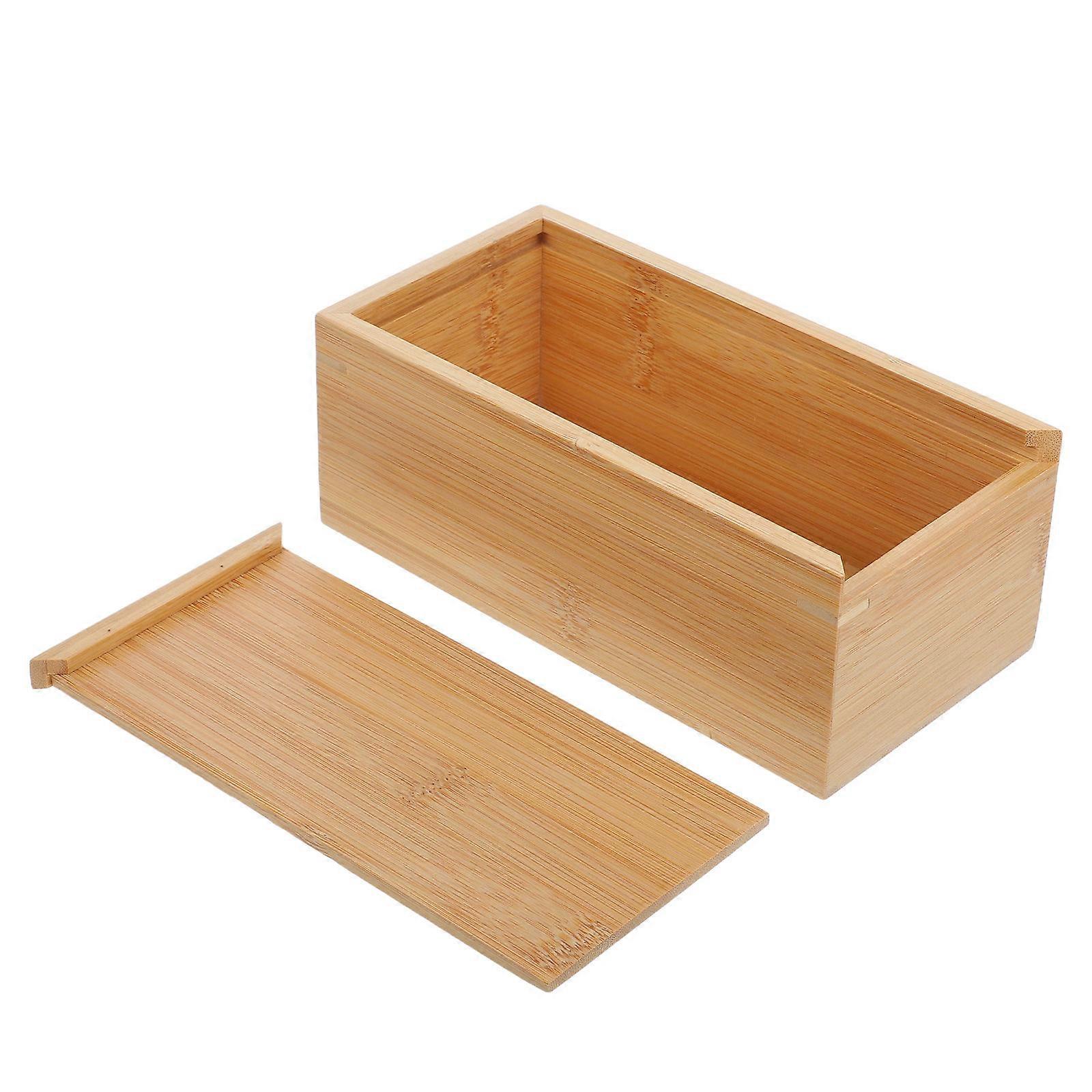 Stylish Bamboo Wood Storage Box with Sliding Lid – Multipurpose Desk Organizer for Home and Office – Unfinished Decorative Keepsake and Pencil Case