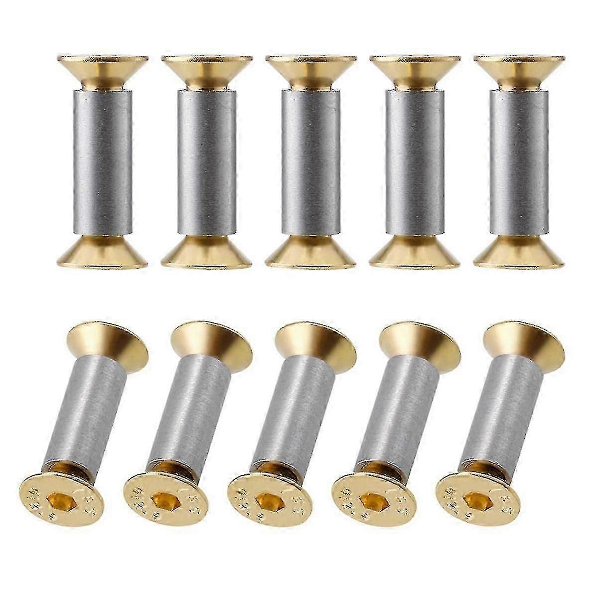 10 Packs Knife Handle Screws Rivets Bolts Fasteners, Gold Hex Flat Head Screws, Knives Maker Screws-Yvan