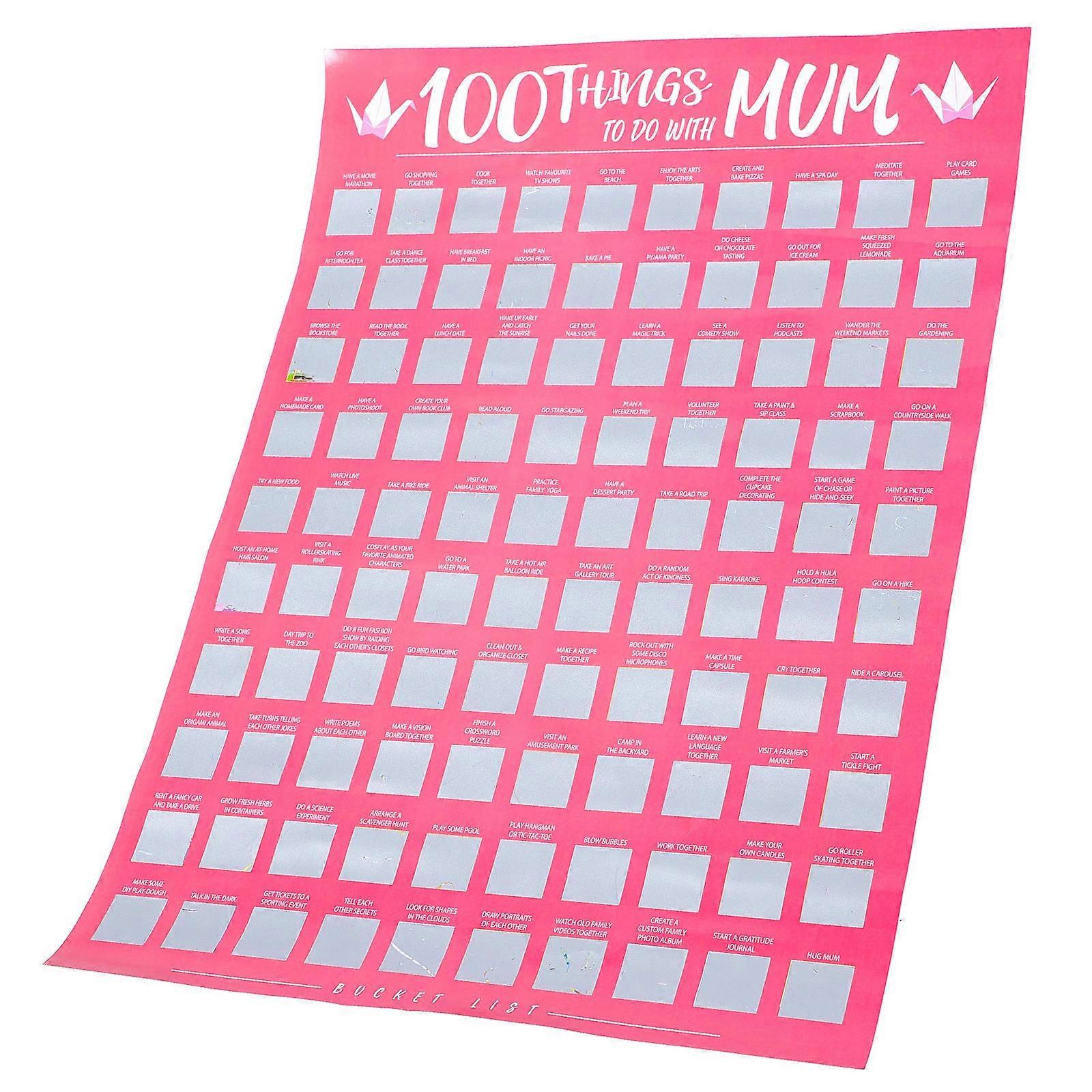 Mother's Day Coloring Crafts 100-Things to Do with Mom Scratch off Poster Wall Decor Paper 1Pack