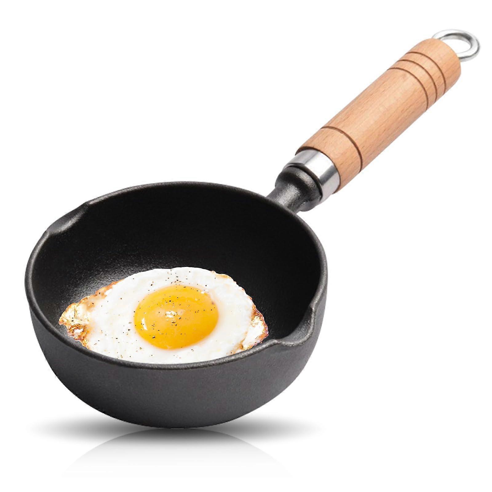 Cast Iron Pan 11cm - Mini Frying Pan for One Egg, Small Frying Pan with Handle, Durable Cast Iron Cooking Pan for Camping
