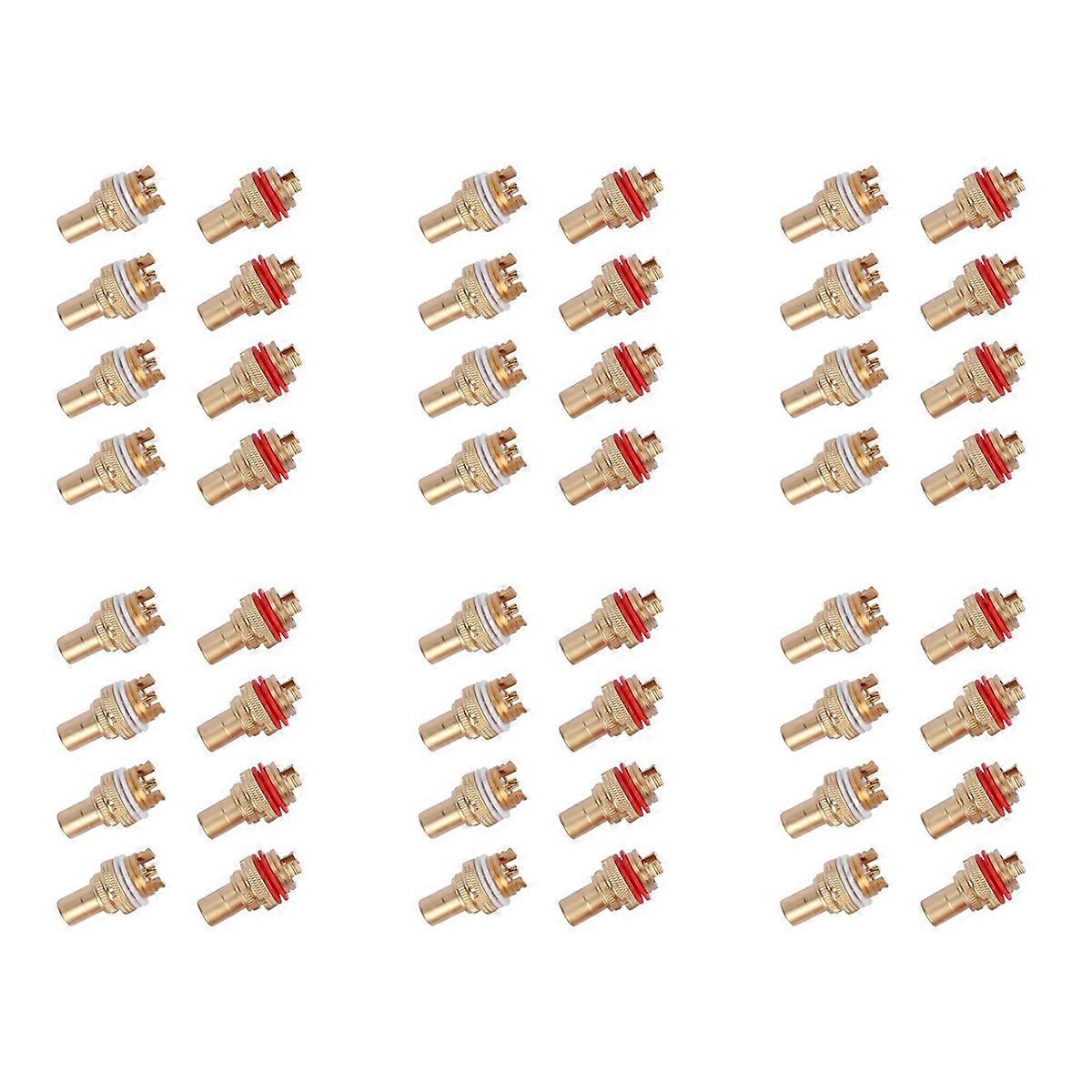 8pcs Red+White Female Socket Copper Plug Amp HiFi