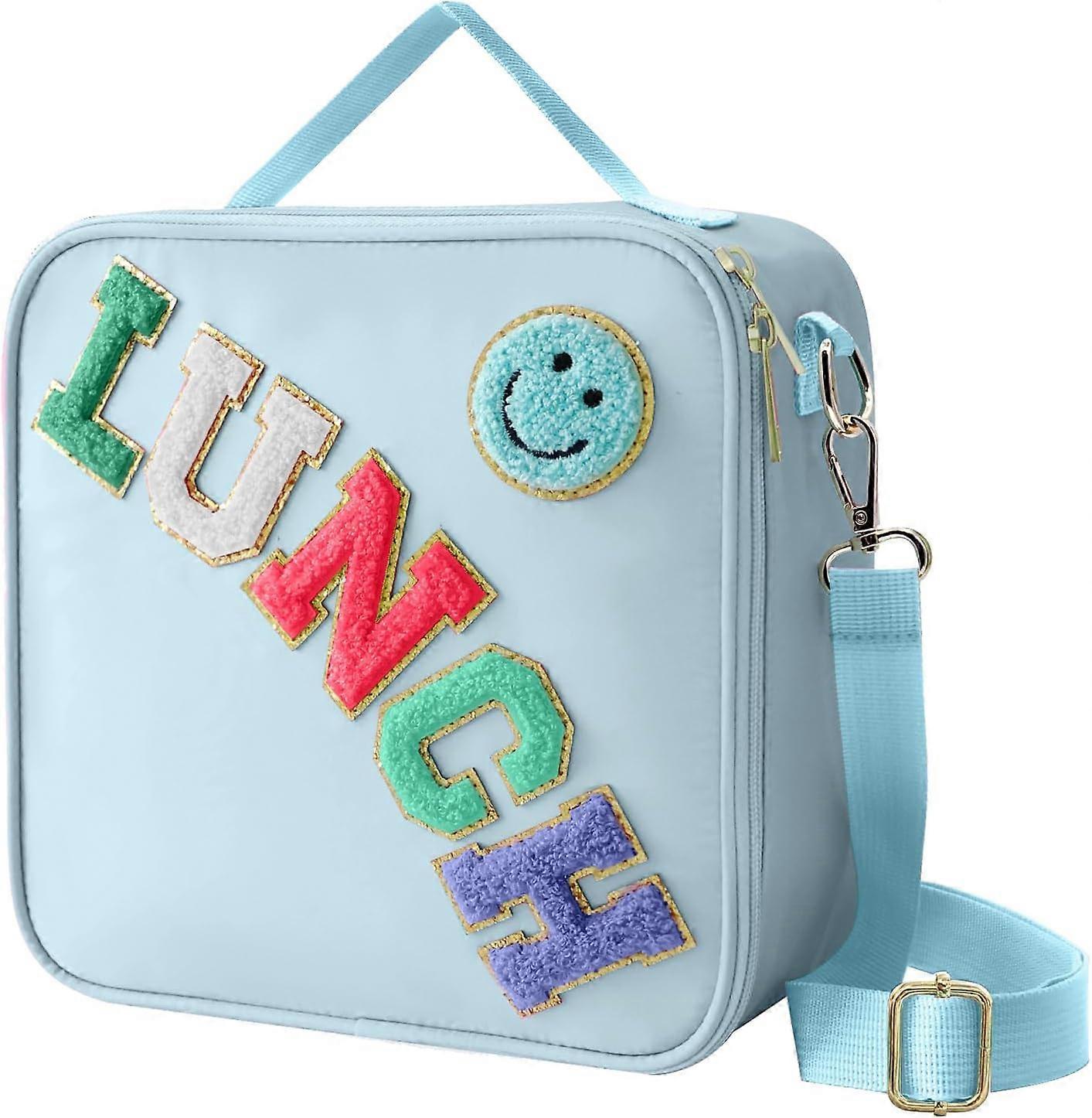 Insulated Lunch Bag with Adjustable Shoulder Strap - Light Blue