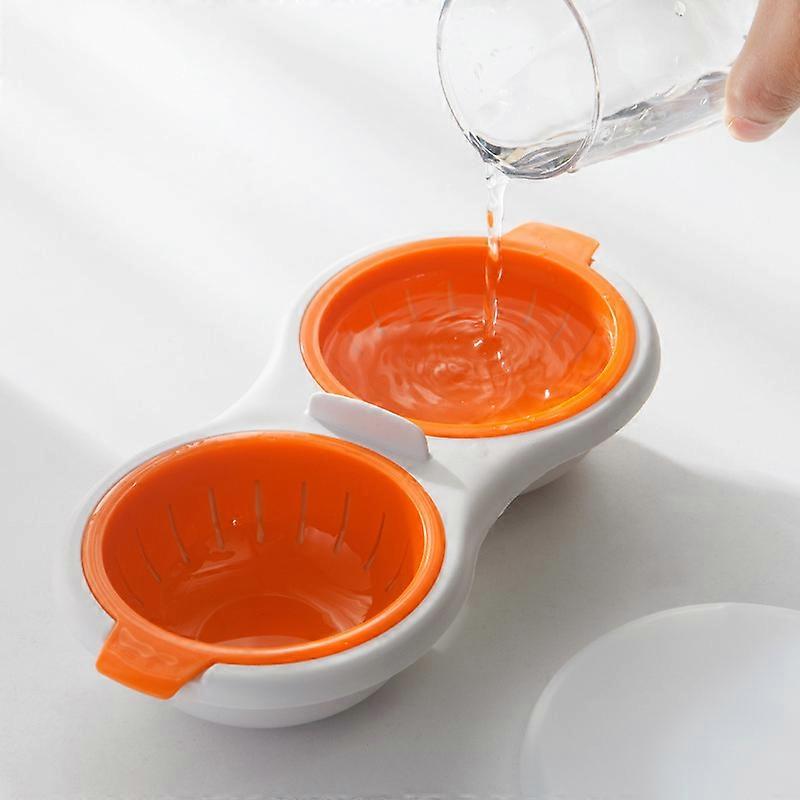 Orange drained egg cooker, microwave egg cooker, non-stick properly.