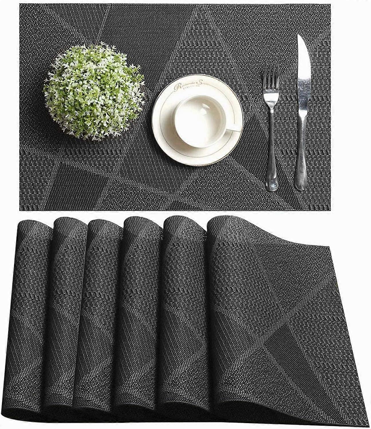 Set of 6 Washable PVC Placemats Non-Slip Durable and Heat-Resistant Easy to Clean and Store Environmentally Friendly 45 x 30 cm