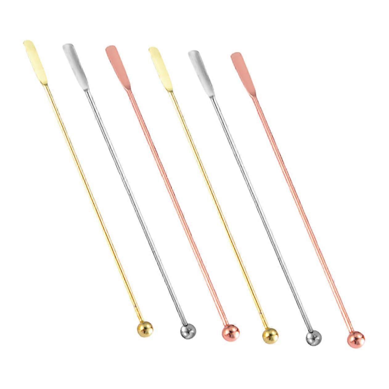 6 S stainless steel stirring sticks for coffee drinks reusable with rectangular paddles for cocktails juice and drink mixing