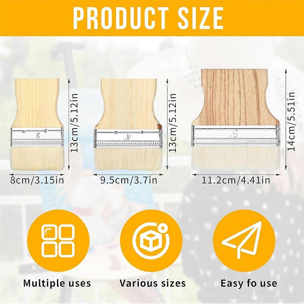 3 pcs Flat Paddle Paint Brush Set,Wide Paint Brush Large Paint Brush