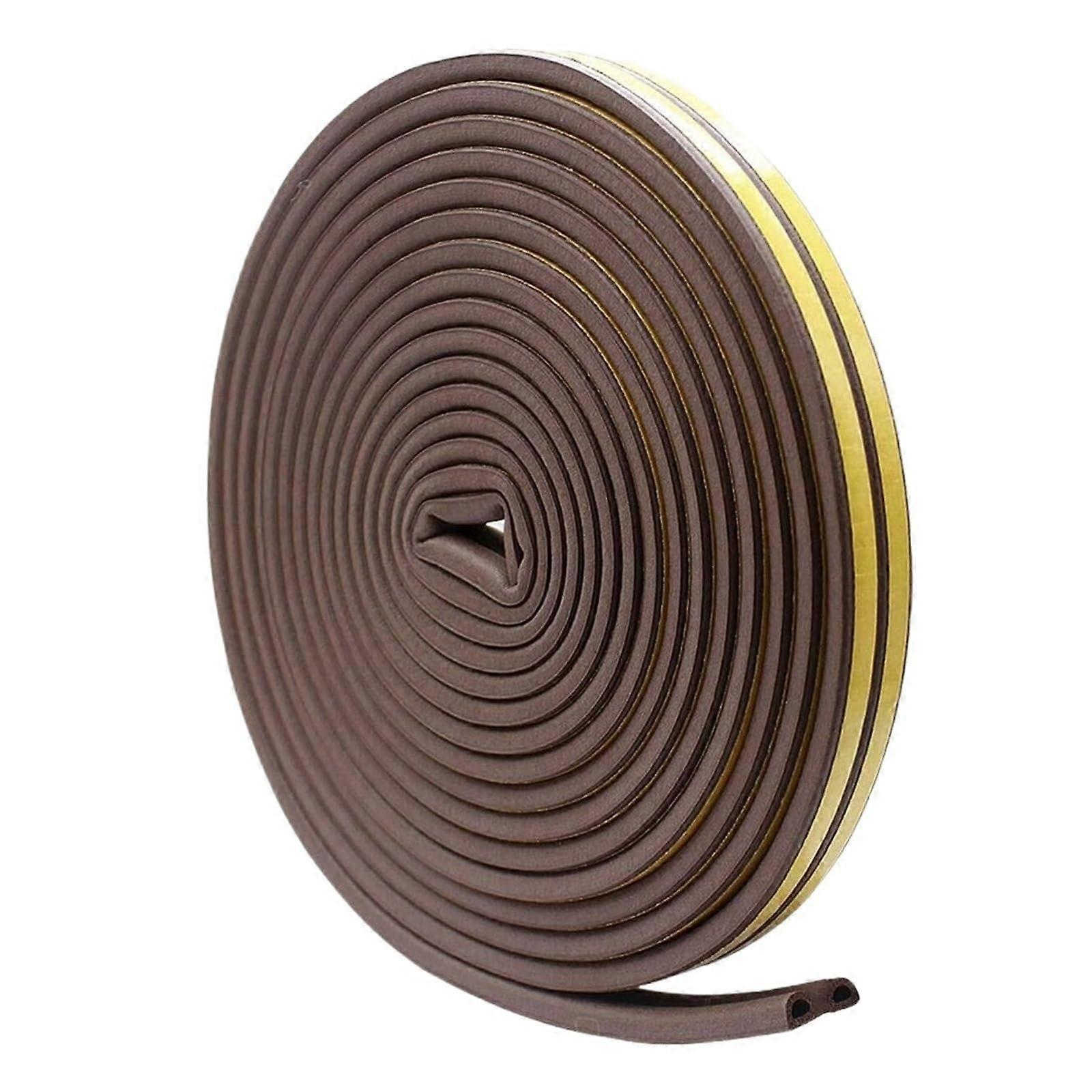 5/10 m D/E/P/IType, SelfAdhesive Window/Door Sealing Strip, Foam Draft Stopper, Dustproof Noise Reduction AntiCollision Tape (Color: Brown5mP)