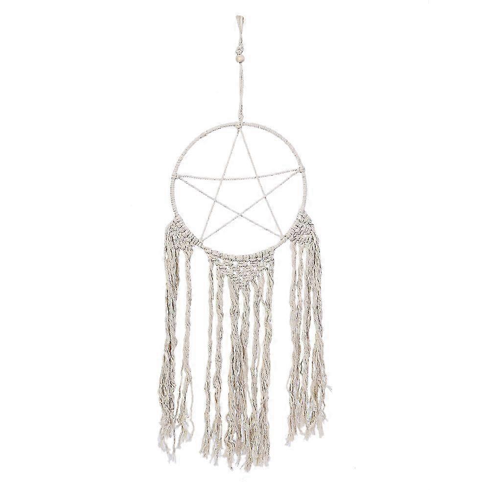 Handmade Round Woven Bohemian Tapestry Five-pointed Star Wall Hanging Decor for Home