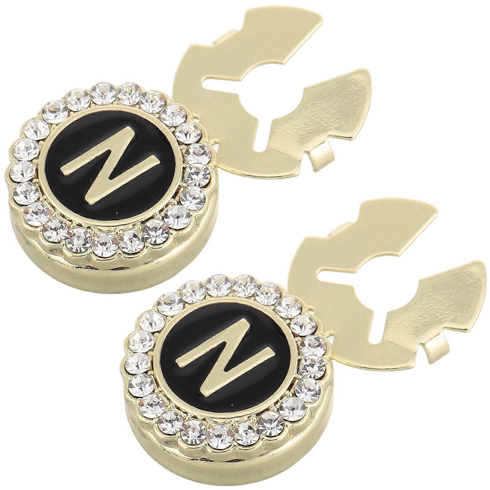 Tuxedo Shirt Buttons N Initial Alphabet Cufflinks Zinc Alloy Rhinestones Square Elegant Jewelry For Men Formal Wear 2Pcs