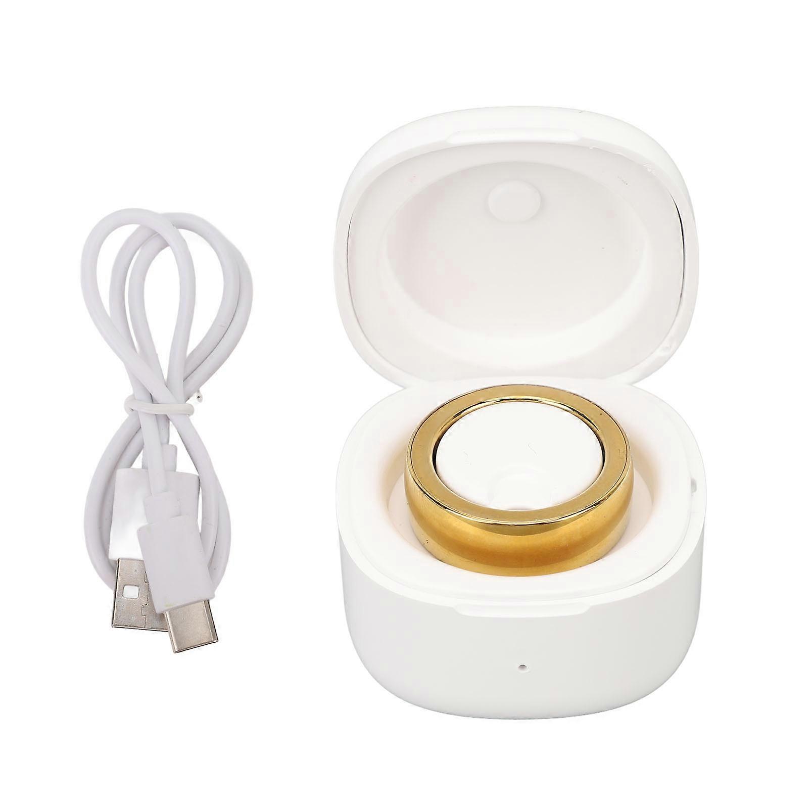 Gold Smart Fitness Tracker Ring - IP68 Waterproof, Bluetooth, LED Light, 18.2mm, iOS/Android