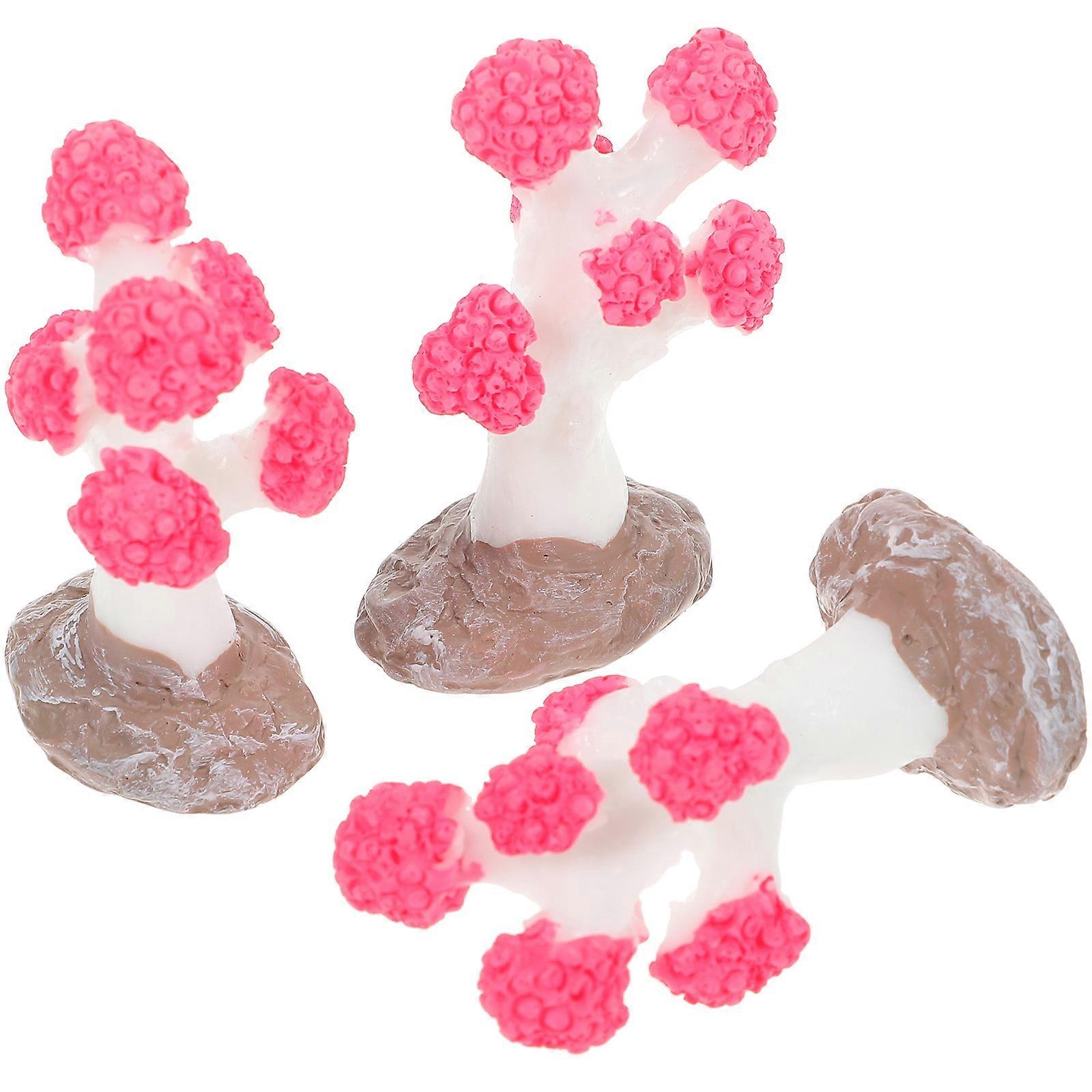 Resin Marine Decoration Coral Sculpture Fish Tank Decoration Pink 5.20X3.00X2.50cm Create Scenery for Fish Tank 3Pcs