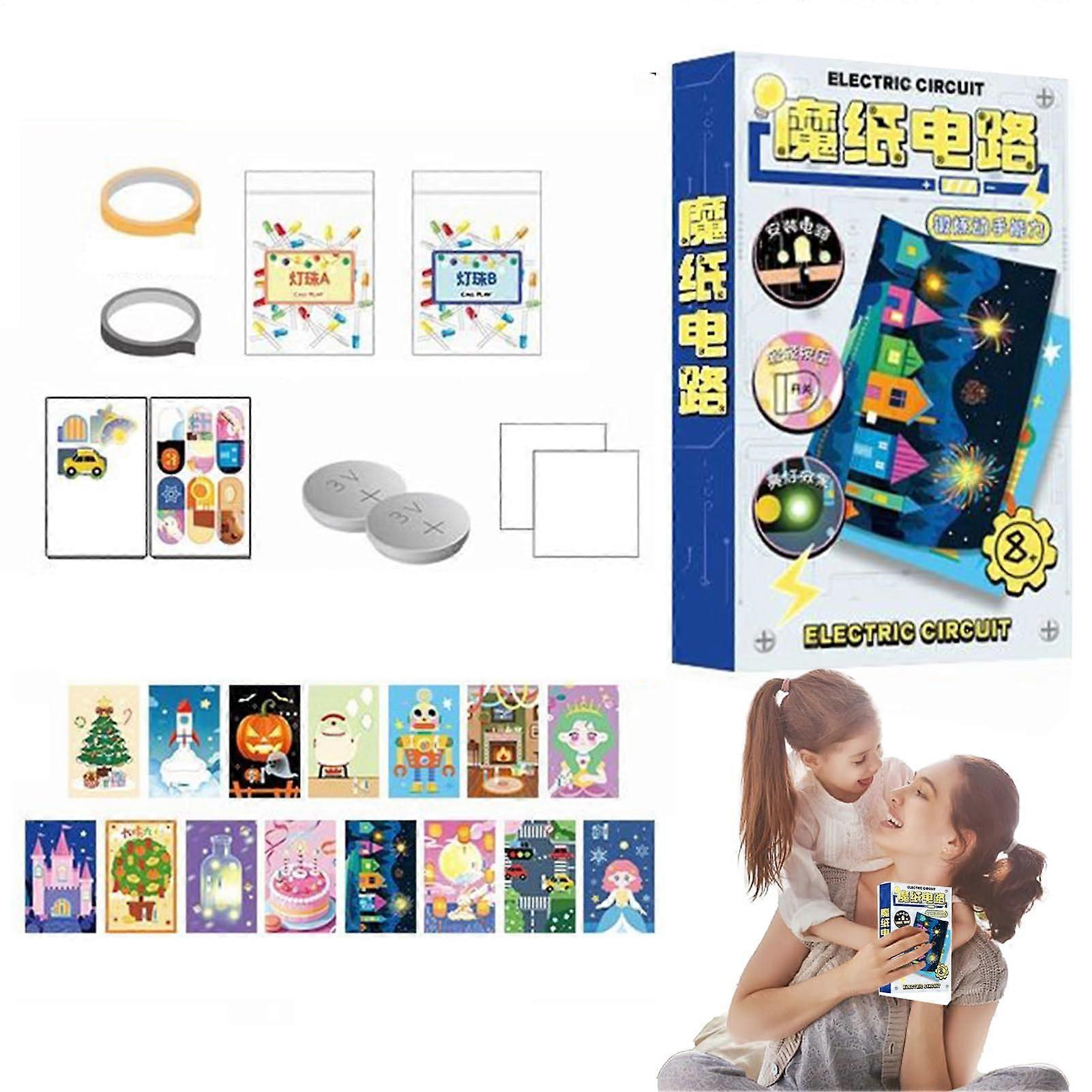 Science Experiment Learning Toy Electronics Experiment Kit for Kids DIY Glowing Greeting Cards, Practical Activities for School Home