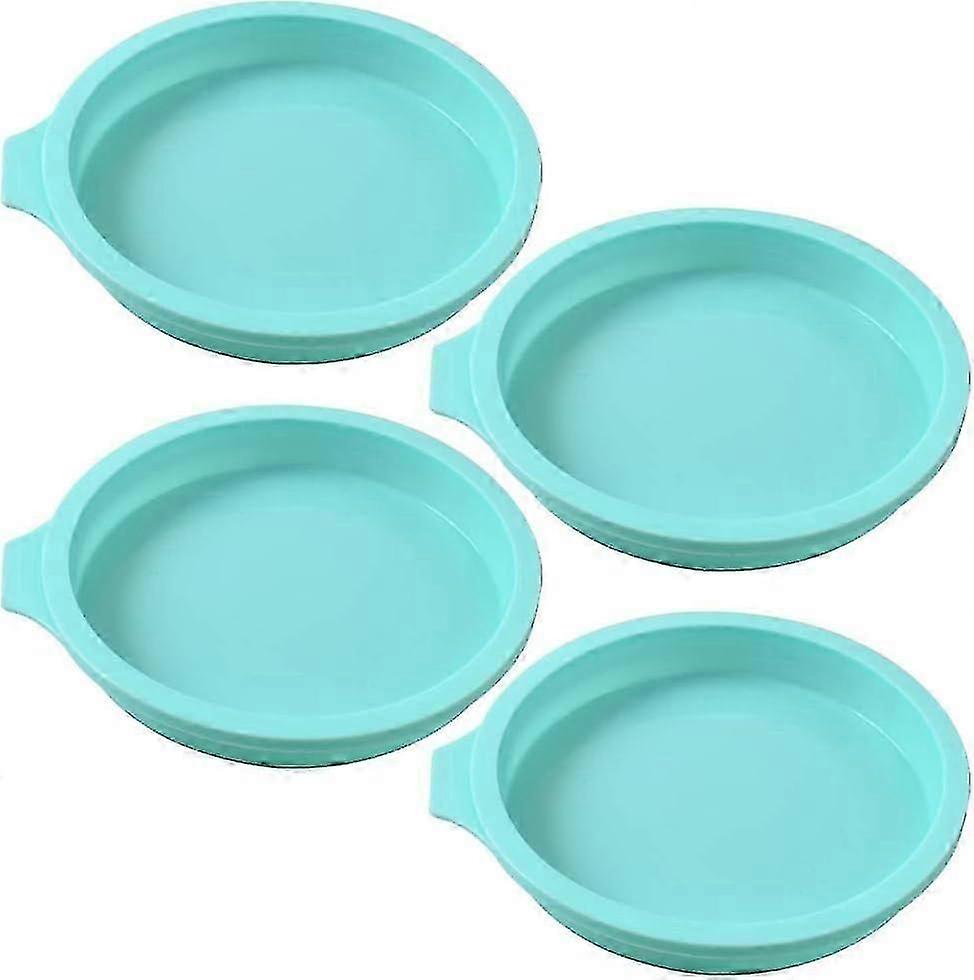 Silicone Round Cake Mould, Set of 4 Disc Shaped Moulds for Baking Cakes, Creating Resin Coasters, and Handmade Soap - 6 Inches in Green Colo