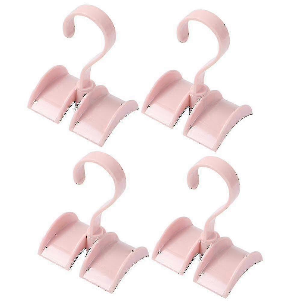 Rotating Handbag Organizer - Multi-Function Scarf Tie Rack Holder with 360 Degree Hooks (Pink, 4pcs)