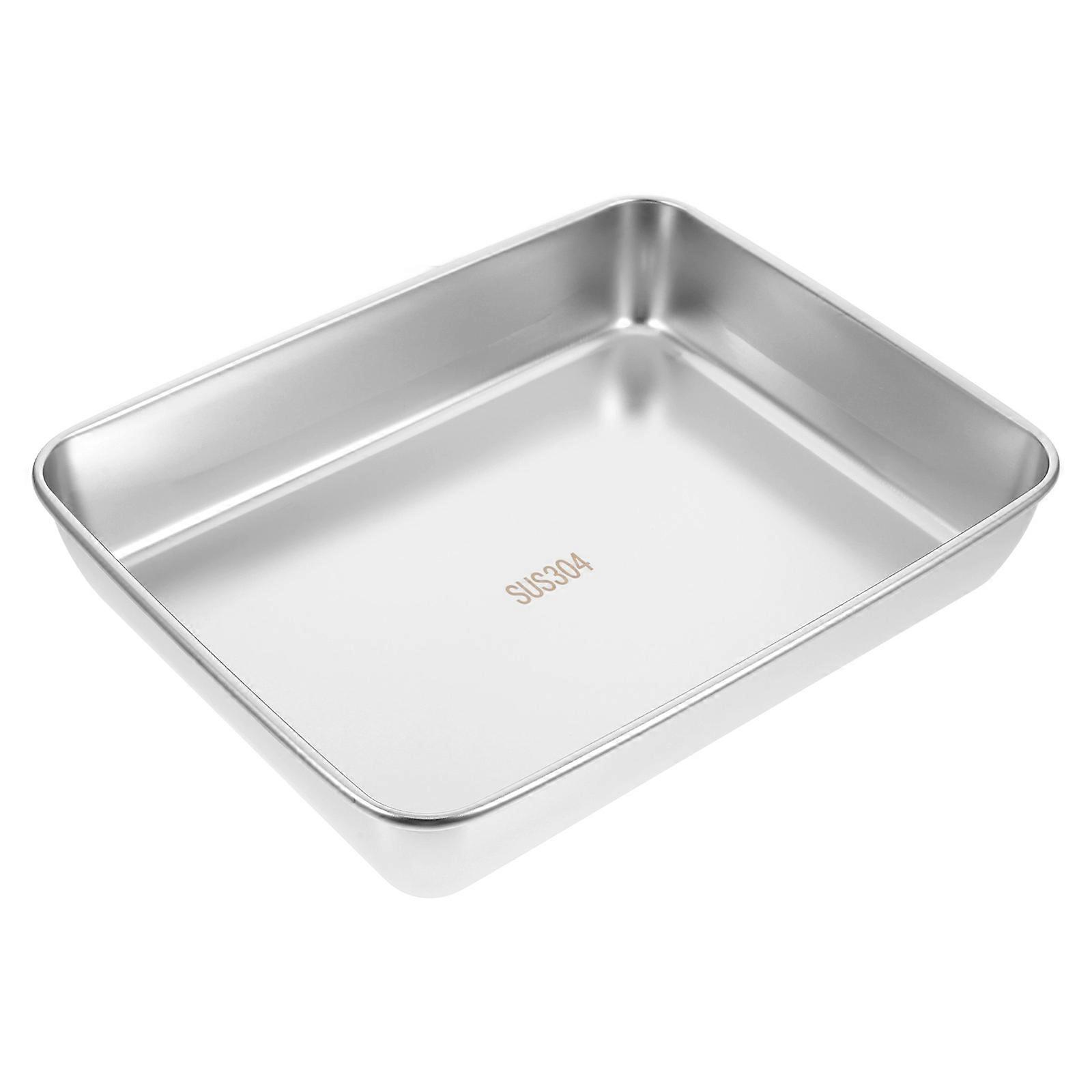 Steel Baking Tray Oven Pan Multi-Functional Storage Kitchenware 1Pcs