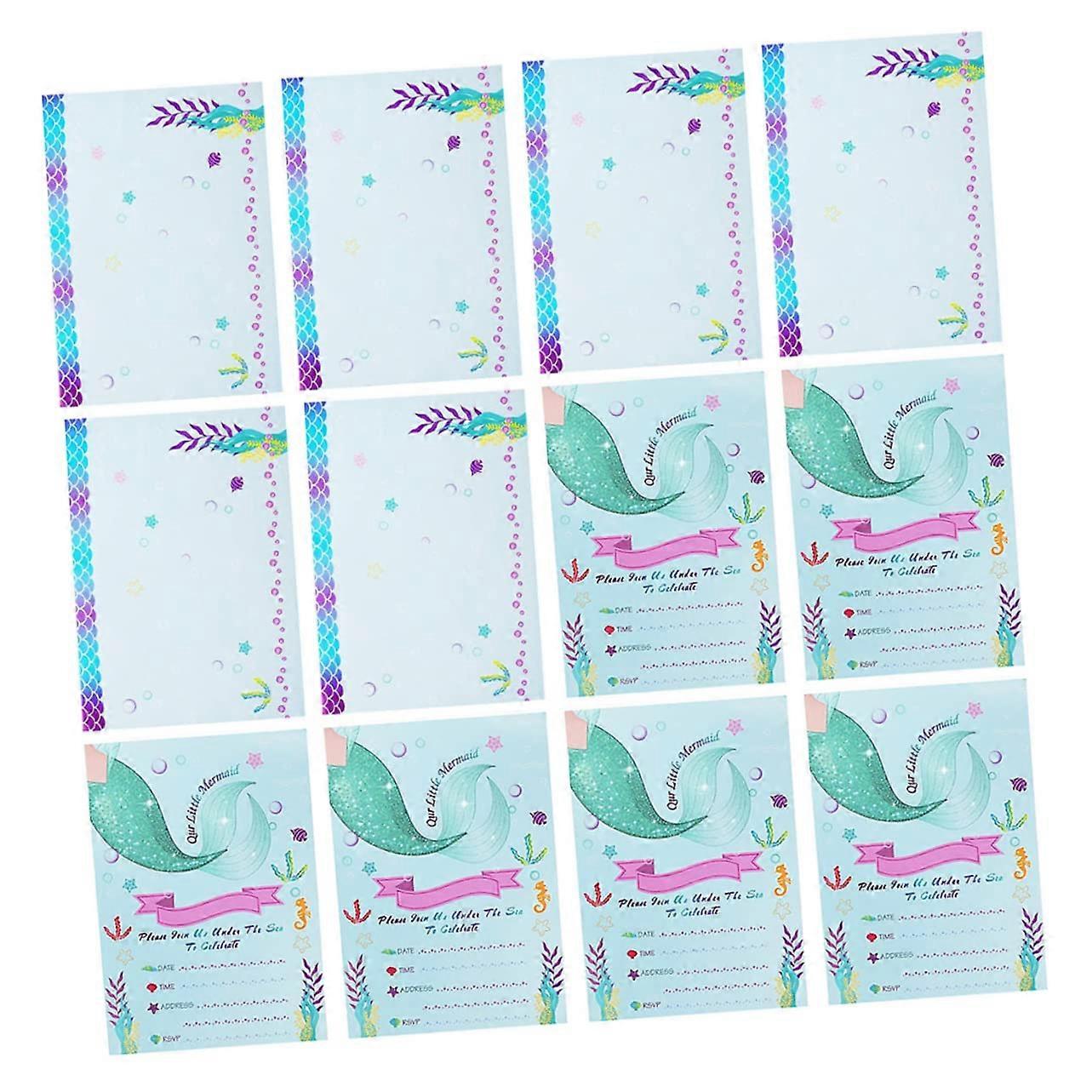 12 Sets of Mermaid Invitation Cards for Birthday Party, Prom, Hawaii Shower, Paper Jam
