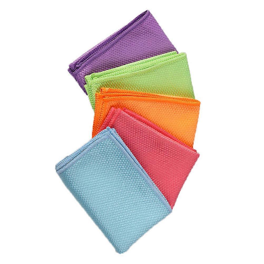 5pcs Fiber Dish Cloths, Highly Absorbent & Durable Kitchen Cleaning Towels for Wiping and Drying, Mixed Colors