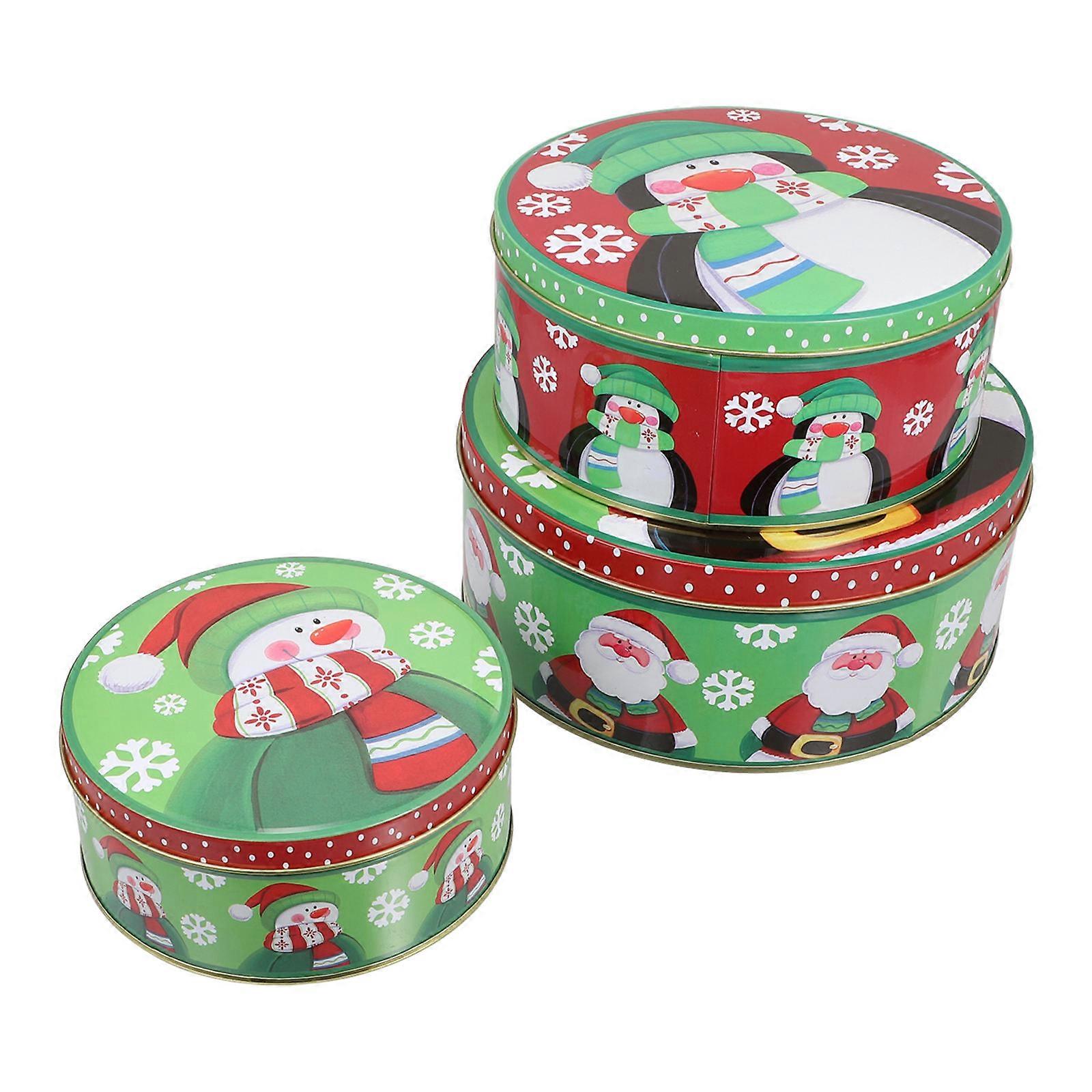 Storage Containers Tinplate Material 13.5x6cm Pattern For Shopping Mall Decorations 3Pcs
