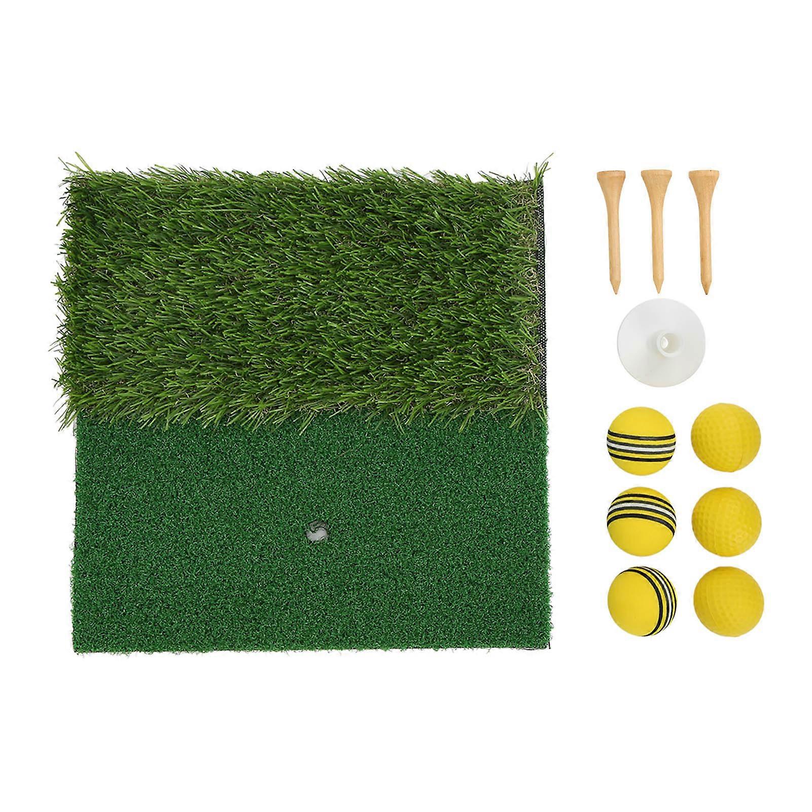 Hitting Mat Dual Grass Mini Golf Training Practice Pad Launch Zone Hitting Turf Mat
