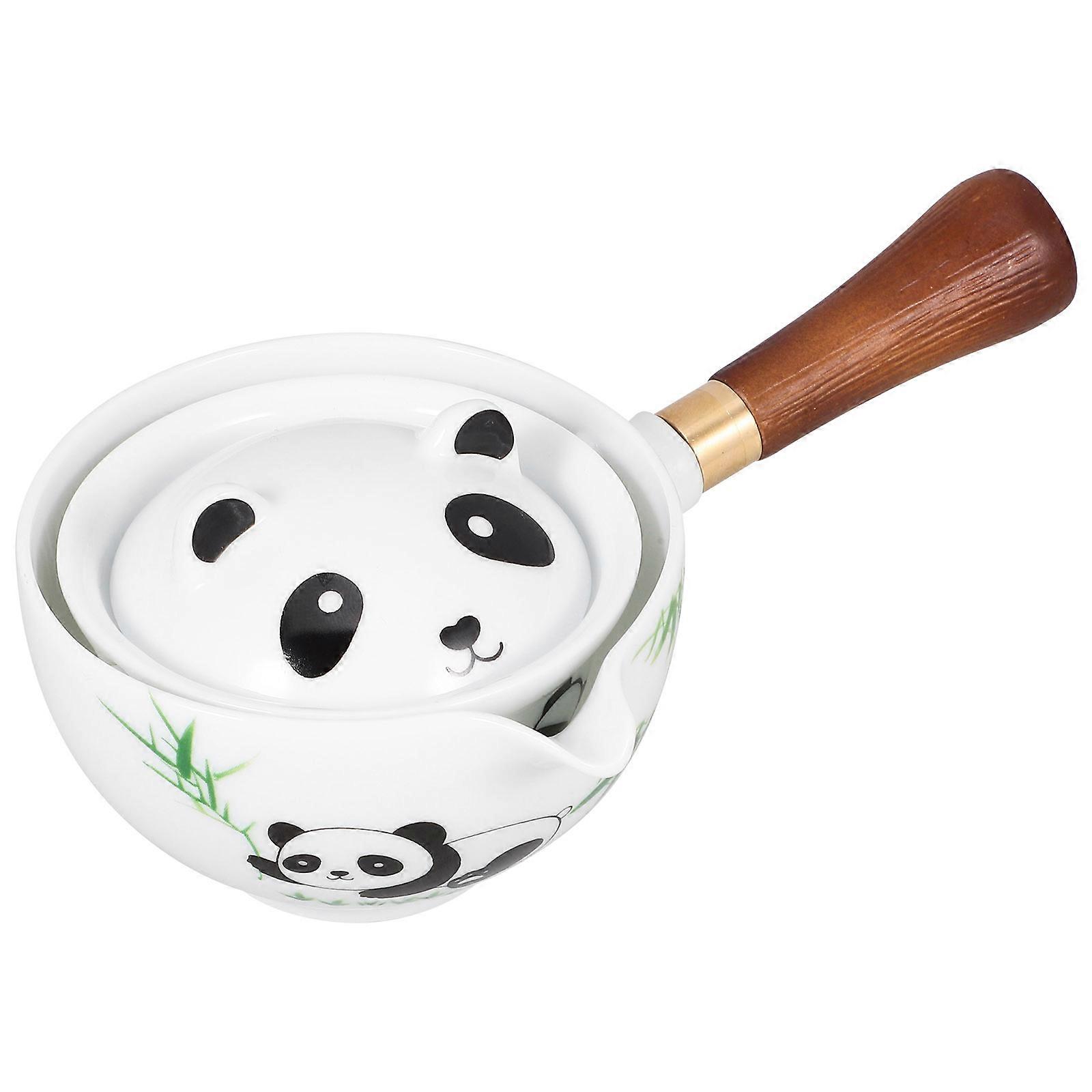 Ceramic Tea Making Pot Stovetop Usage Heat Retaining Feature With Wooden Handle 1Pack