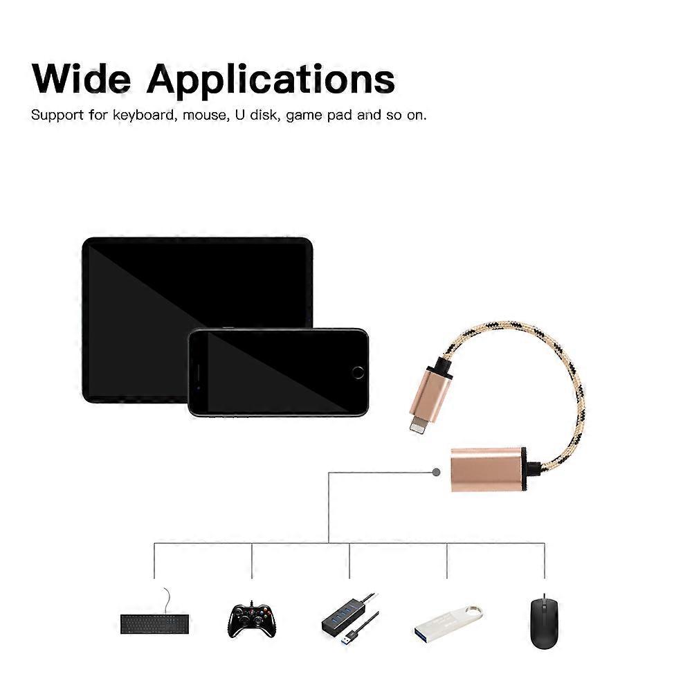 OTG Cable Male to USB2.0 Adapter Data Transfer Cord Replacement for iPhone(Silver)