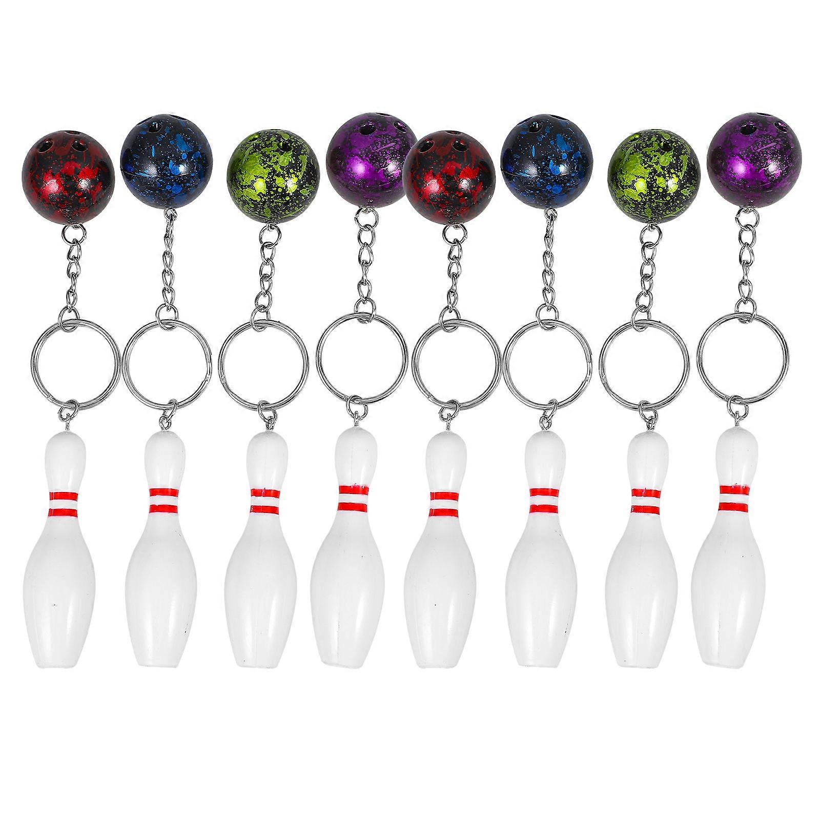 Porte-clés Jouet Mini Bowling Pins Créatif Plastique Porte-clés Décoration présent Vert 8Pcs