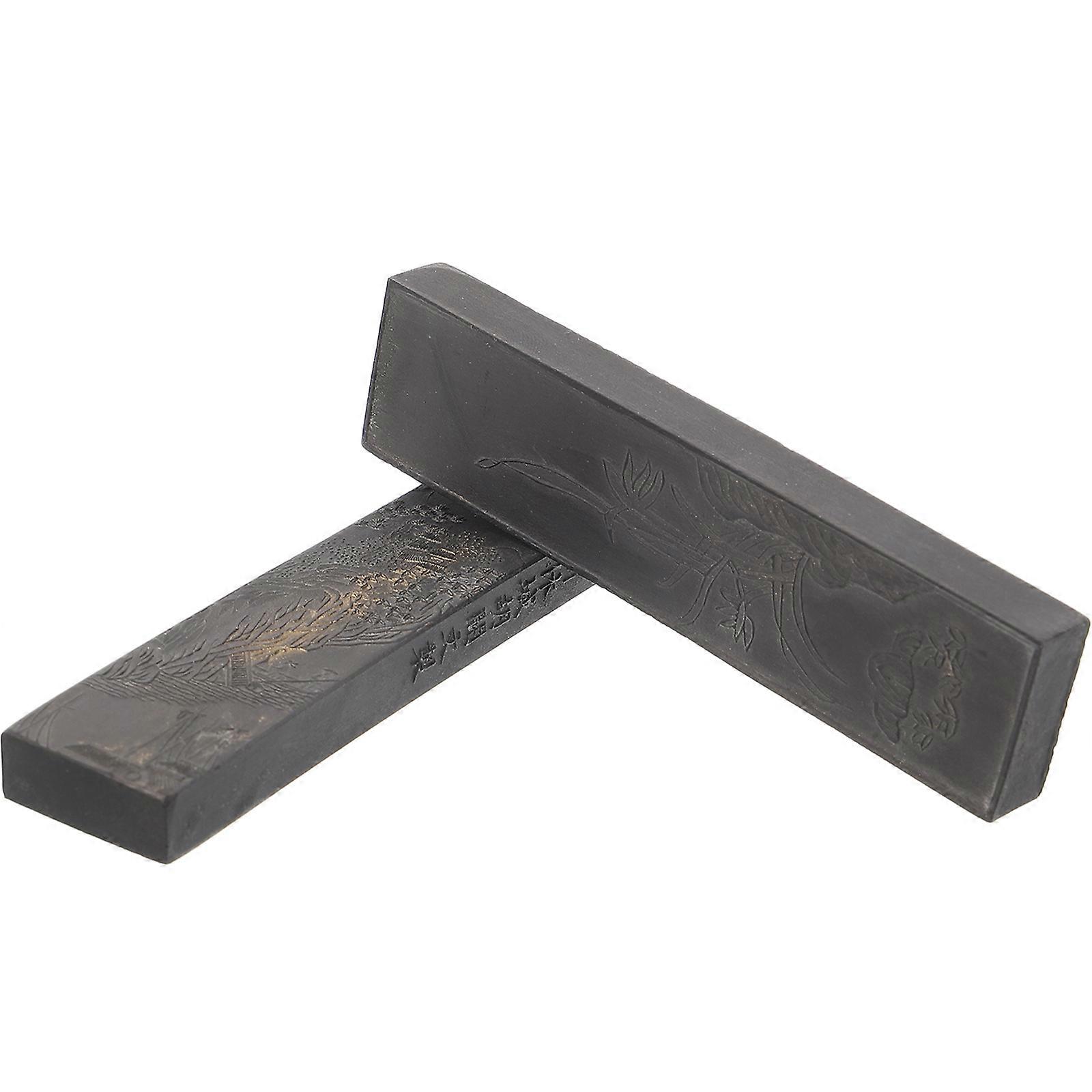 2pcs Handmade Chinese Ink Sticks for Calligraphy & Painting – Smooth Grinding Surface, Traditional Ink Blocks for Writing Practice, Suitable for