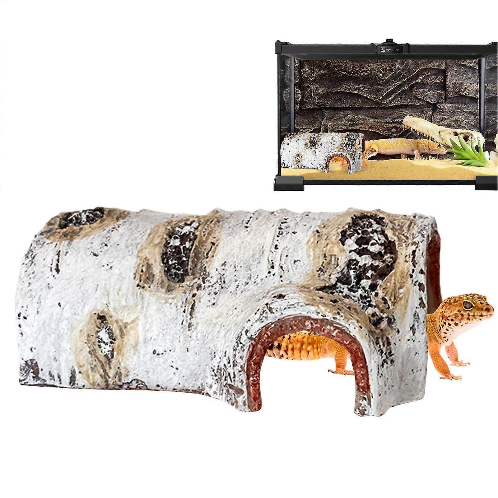 Gecko Cave House, Gecko Simulation Tree, Resin Shelter – Large Reptile Hideout with 3 Entrances for Spiders, Frogs, Hermit Crabs, Lizards, Snakes