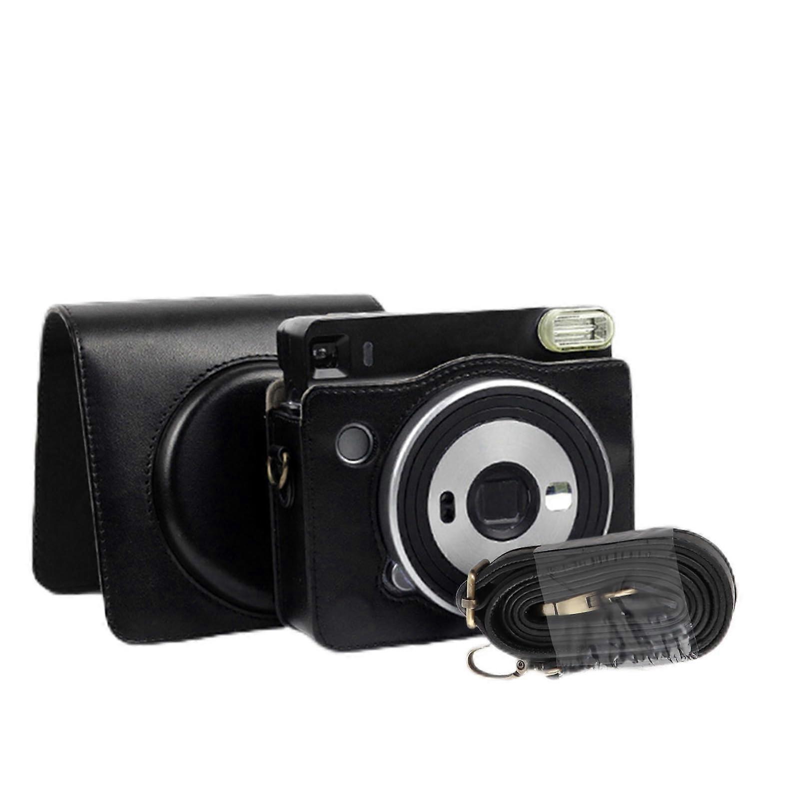 Camera Case Crossbody Bag with Soft Strap Leather Cover for SQ 6 for Travel and Daily Use (Black)