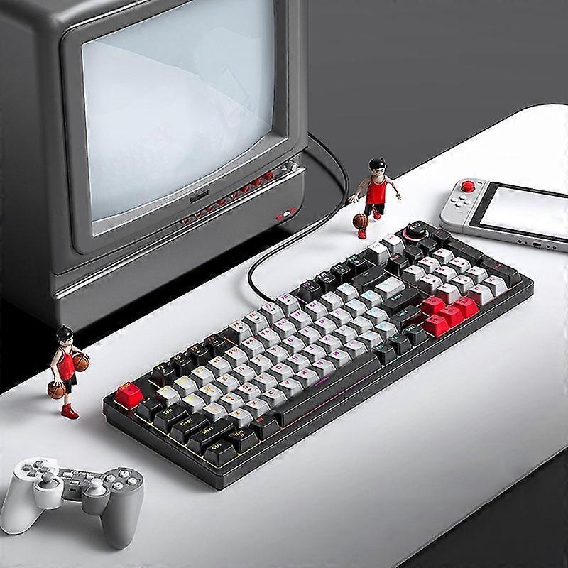 T-WOLF T50 RGB Wired Keyboard with Knob Black B