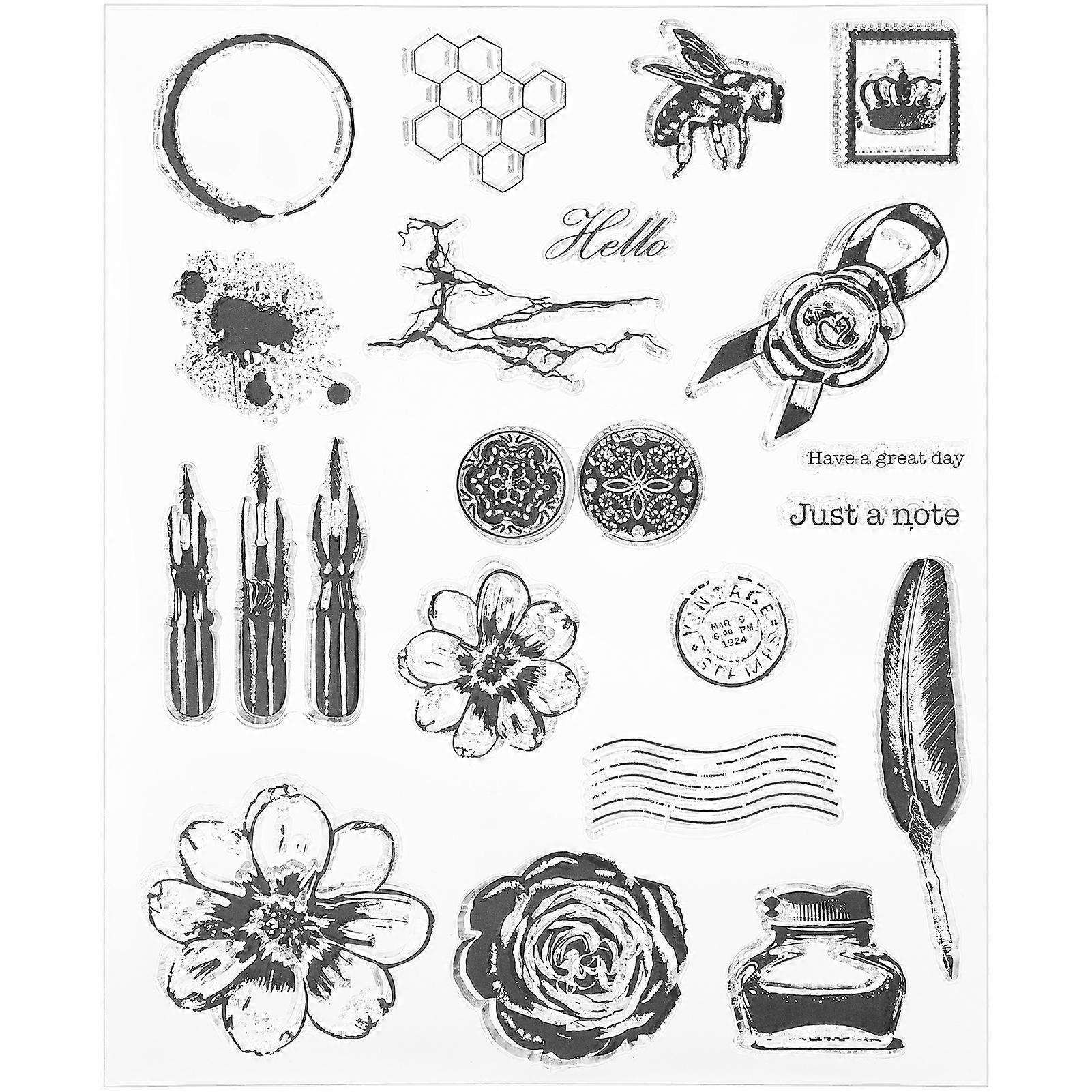 2 Set Vintage Clear Stamp Card Making DIY Scrapbooking Transparent Craft Modifications