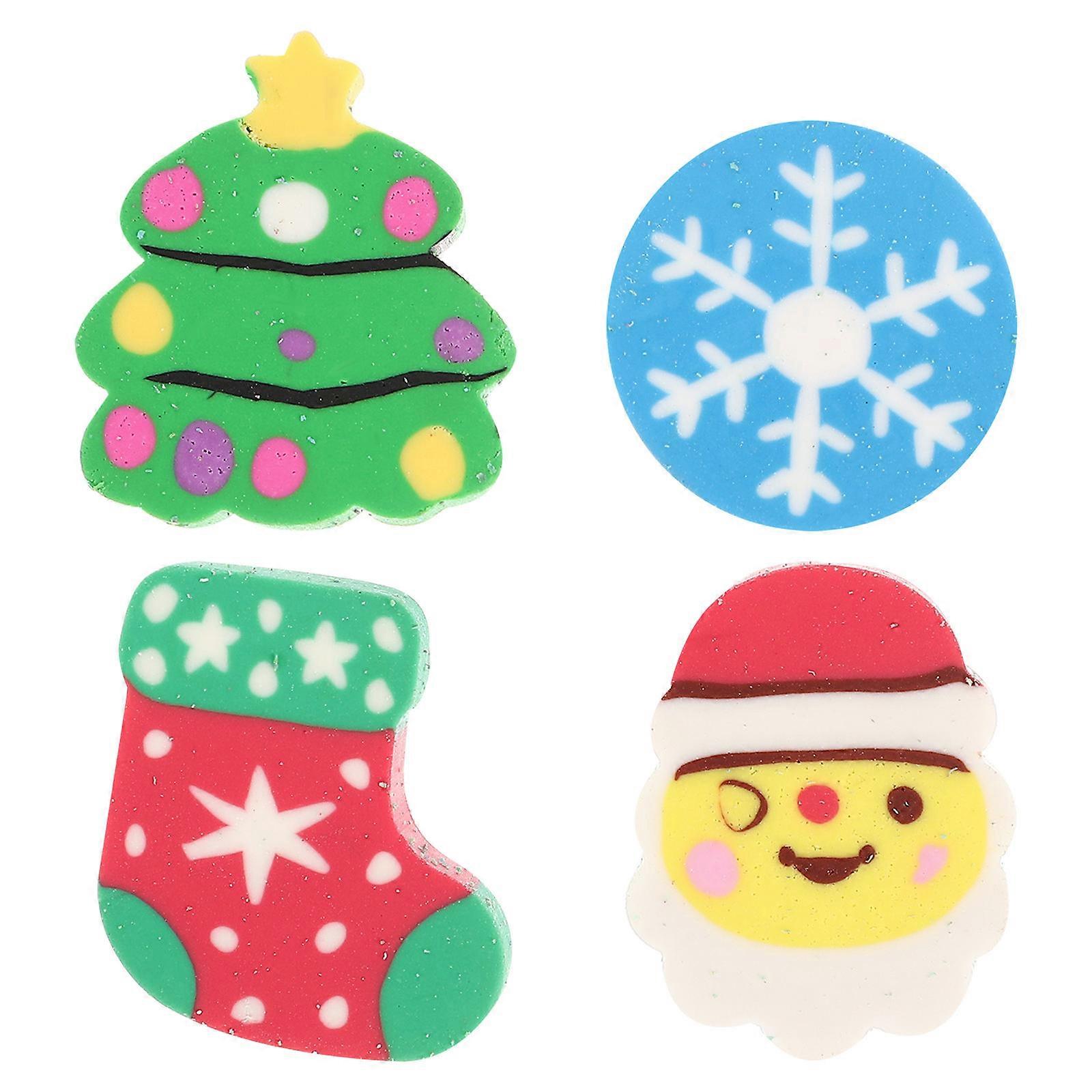 Santa Eraser Christmas Rubber Set for Wiping Use 60Pcs Assorted Colors