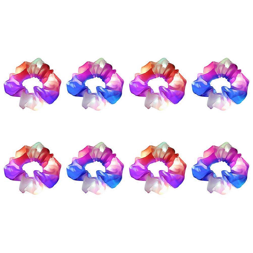 Led Hair Scrunchies Gathering Luminous Headdresses Fabric Material 8Pcs