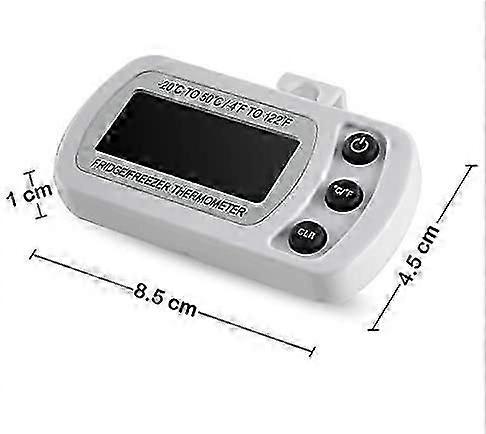 Waterproof Fridge Thermometer - Easy-Read LCD Display with Hook (White)