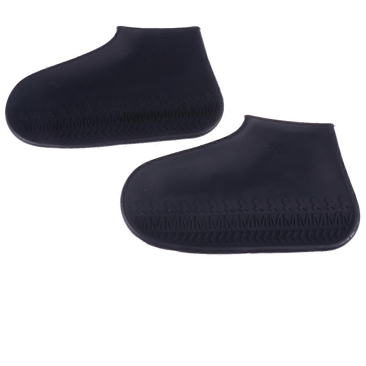 أغطية أحذية مقاومة للمطر واقي أحذية سيليكون أسود مقاوم للانزلاق للشاطئ M 1 زوج