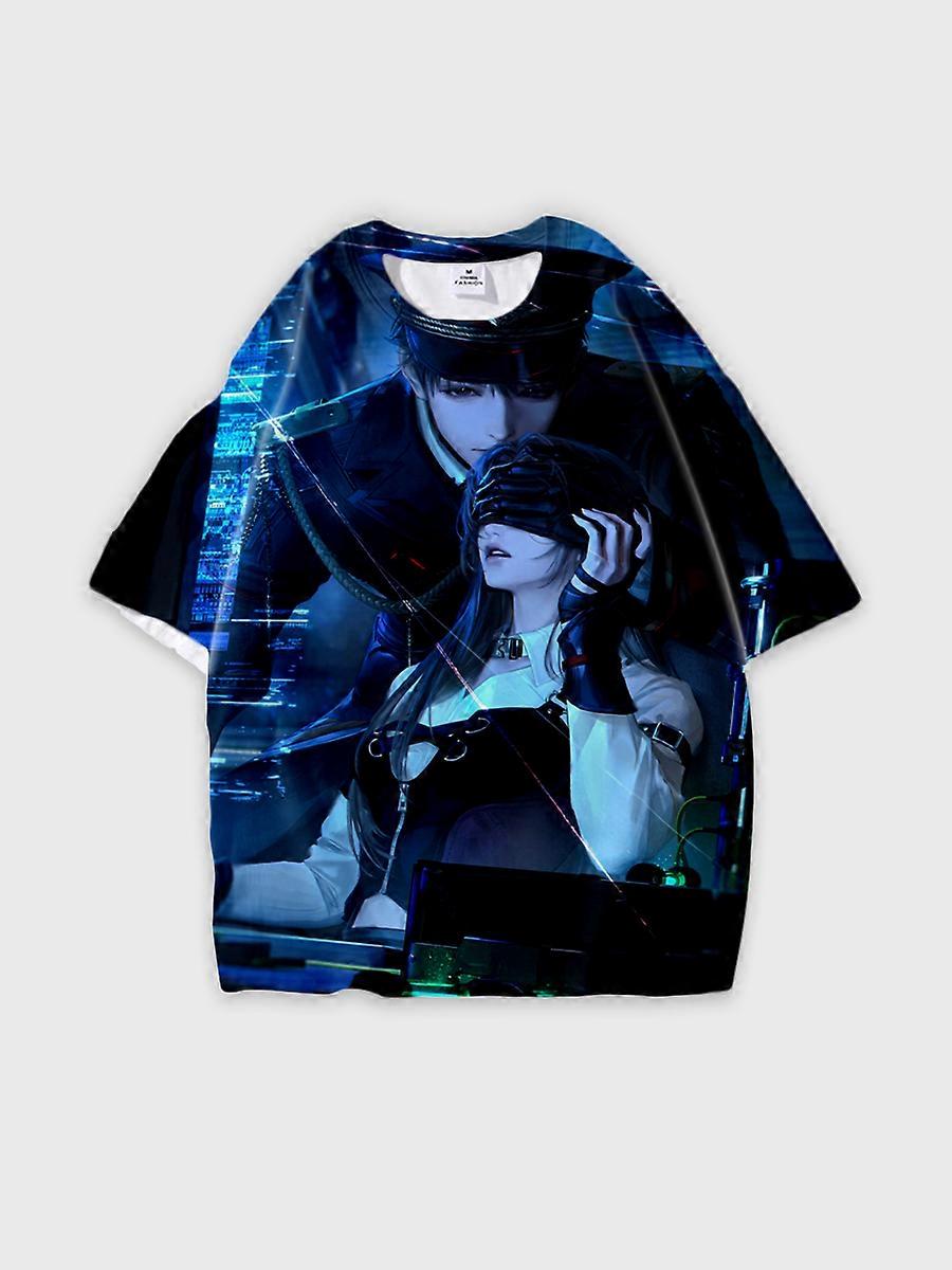 T-shirt round neck Role Pattern loose short sleeve E631