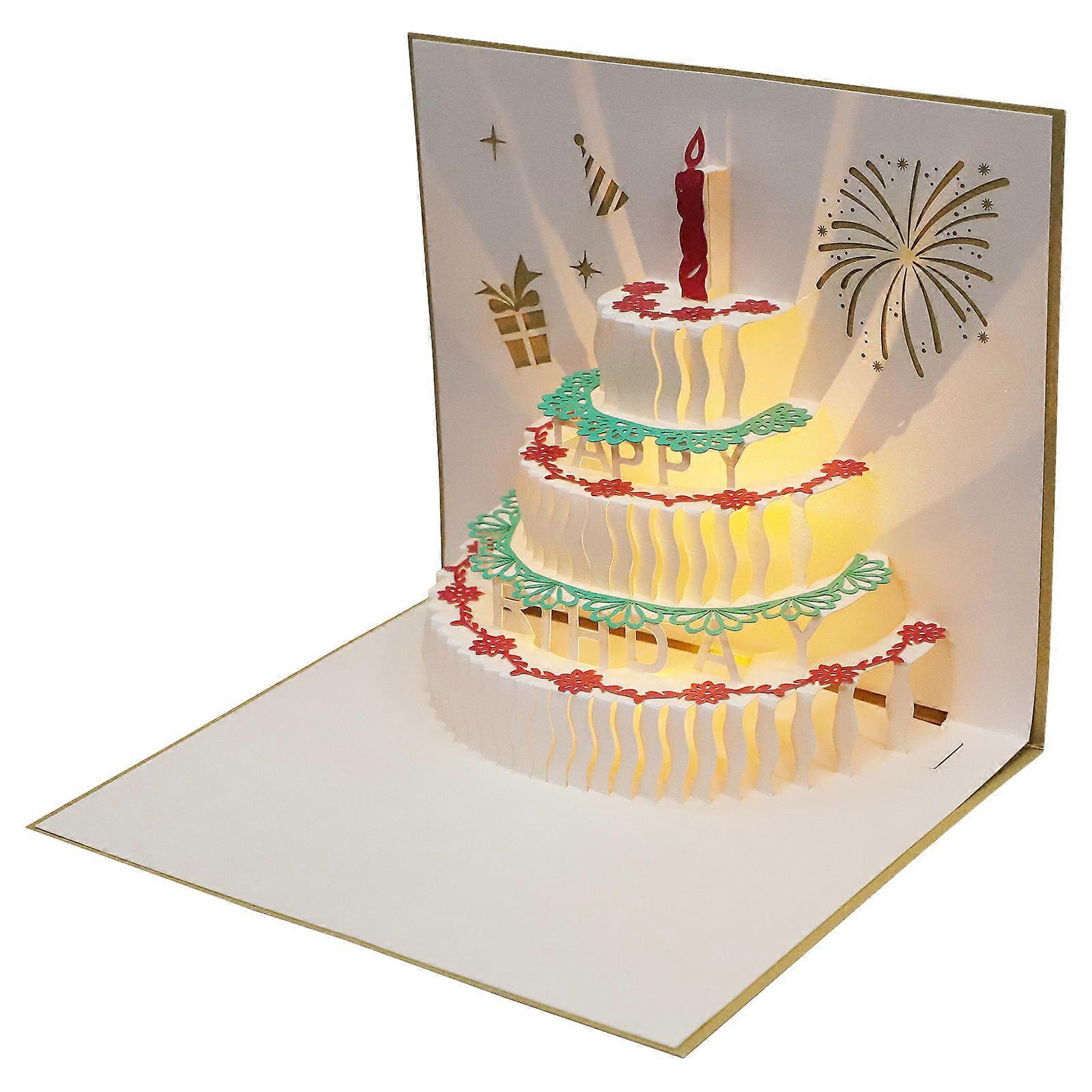 Golden 3D Birthday Greeting Card with Music and Light for Special Occasions