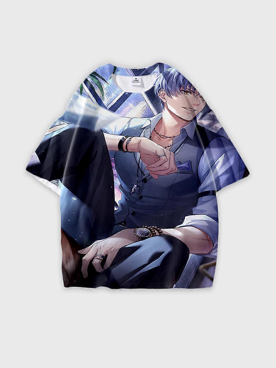 T-shirt round neck Role Pattern loose short sleeve E2119