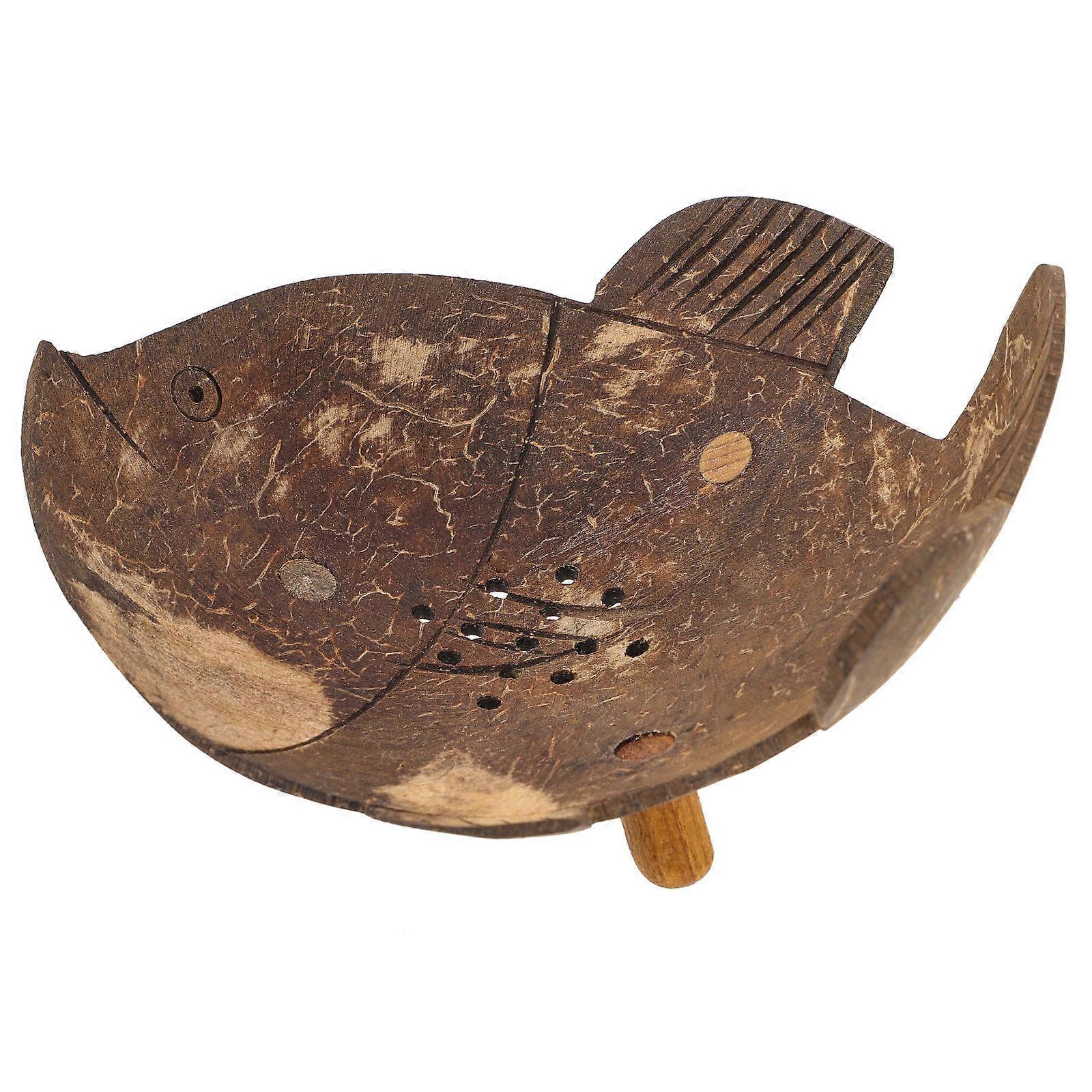 Light Brown Coconut Shell Soap Holder SelfDraining Design for Shower Bathroom Storage 5.5 x 4.5 inches