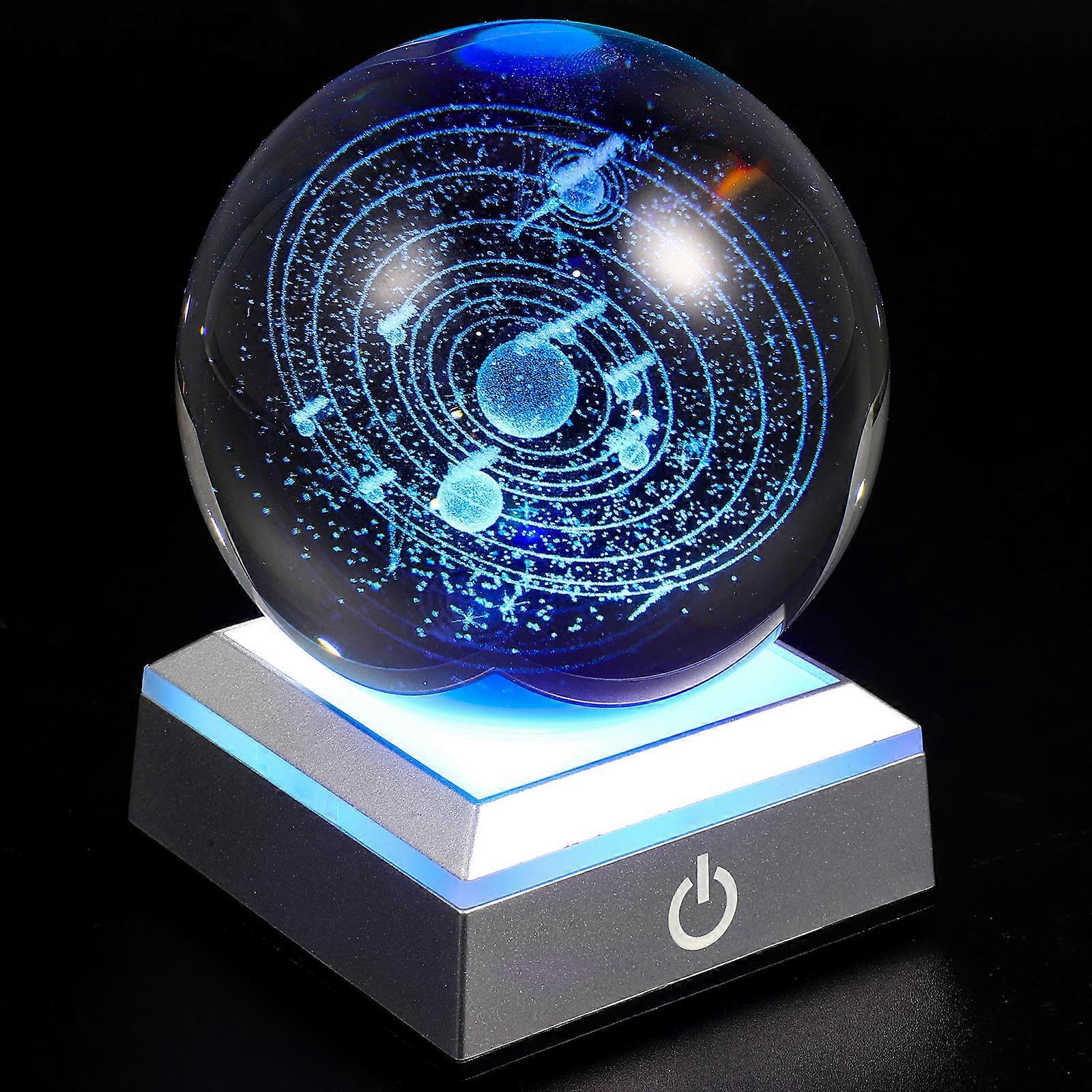 Decorative Crystal Ball Ornament With Base For Home Decor 8x8x10cm Switch Led Light Adjustable 1Set