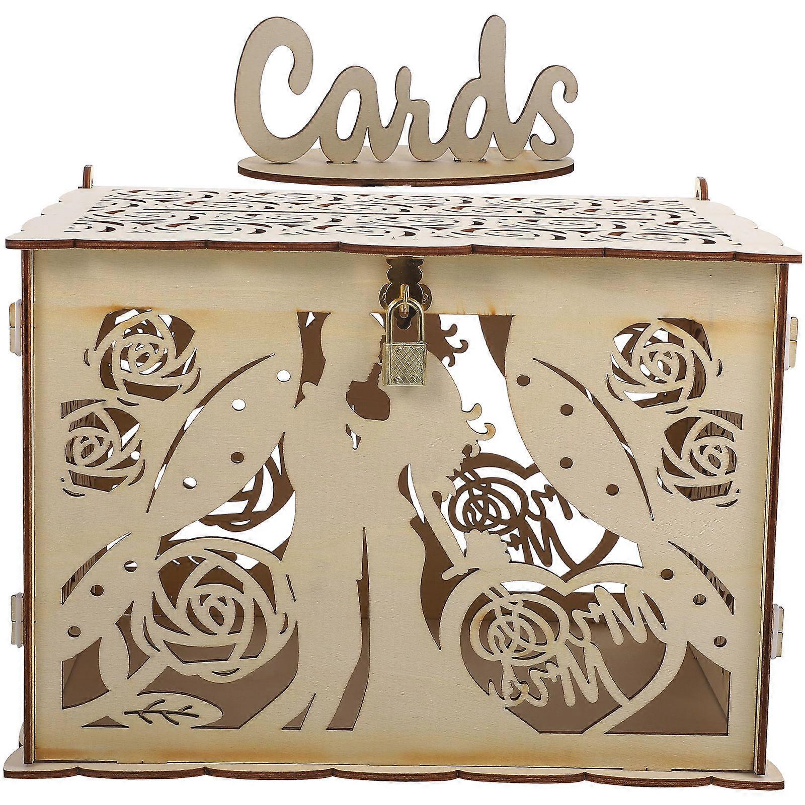 Wedding Keepsake Box Gift Holder Decoration Couples Wedding Design 30X23CM 1Set