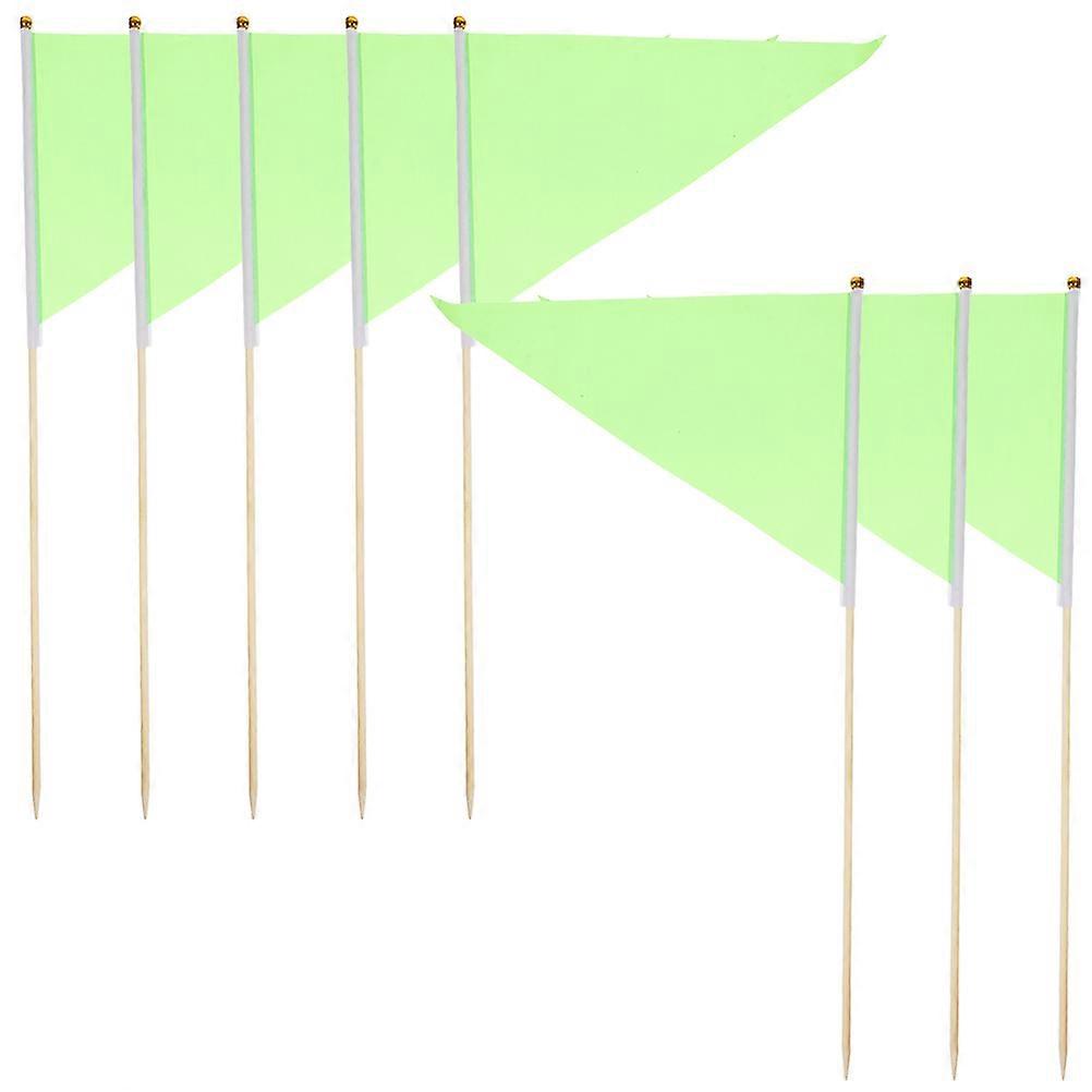 8pcs Bright Triangle Marker Flags with Sturdy Poles for Lawn Landscaping, Surveying, and Utility Applications