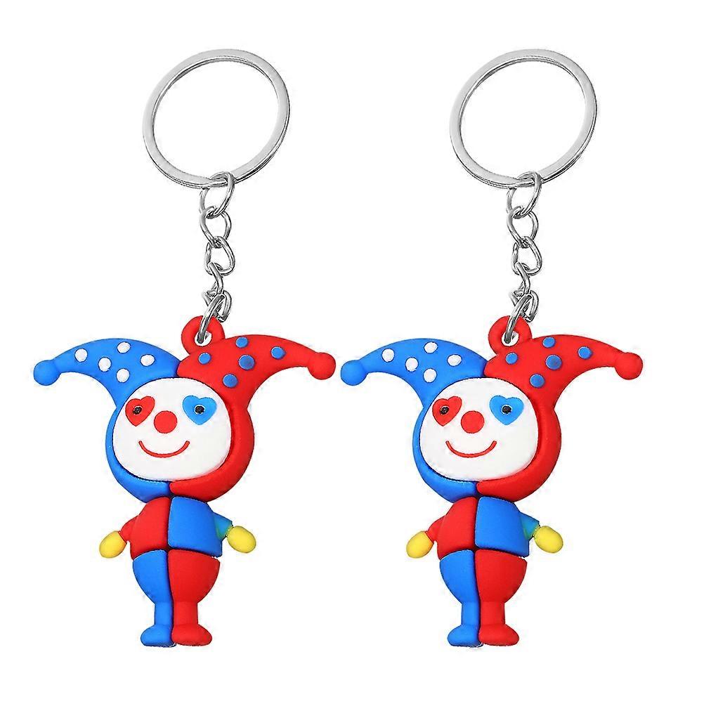 Clown Pendant Keychain for Hanging Keys Made of PVC Alloy Multi ColorFunny and Eyecatching Party Favors 2 Pieces